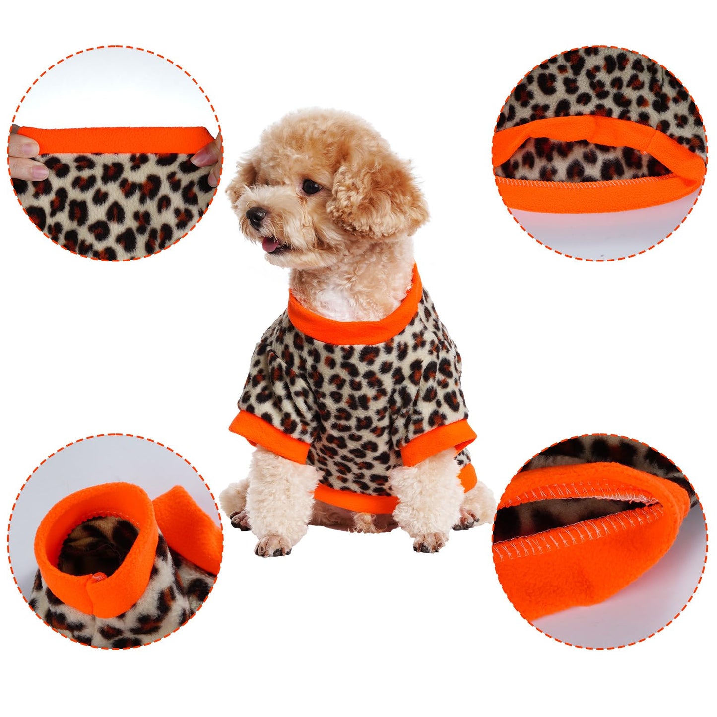 Rbenxia 4 Pcs Dog Fleece Sweaters Puppy, Warm Soft Fleece Sweater Doggie Sweatshirt Dog Pajamas Puppy Clothes for Winter, Small Dogs Cat Pets Outfits (Large)