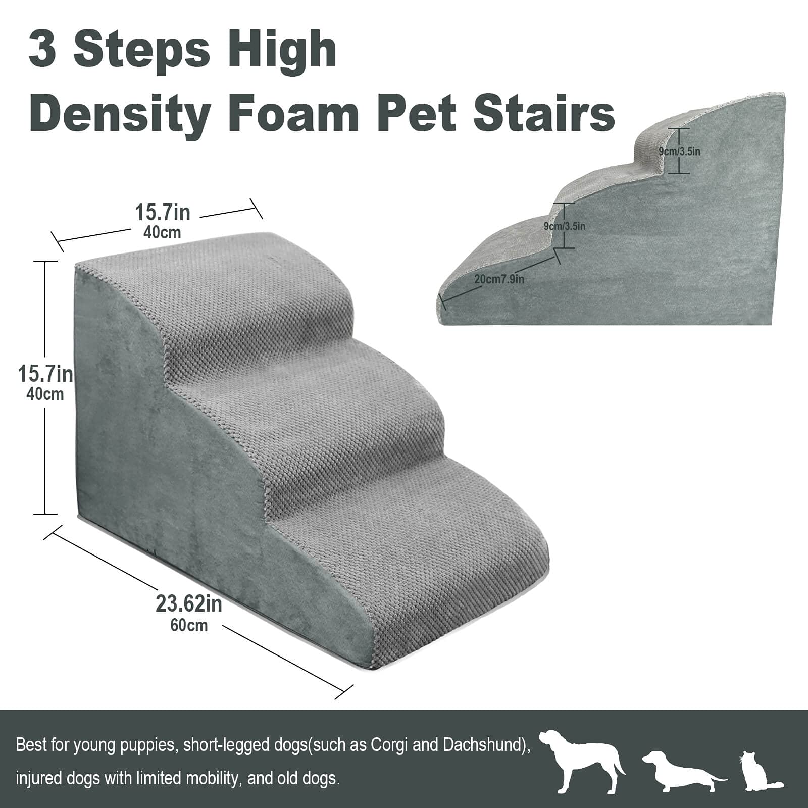 3 Steps High Density Foam Dog Stairs Ramps The Dachshund Zone