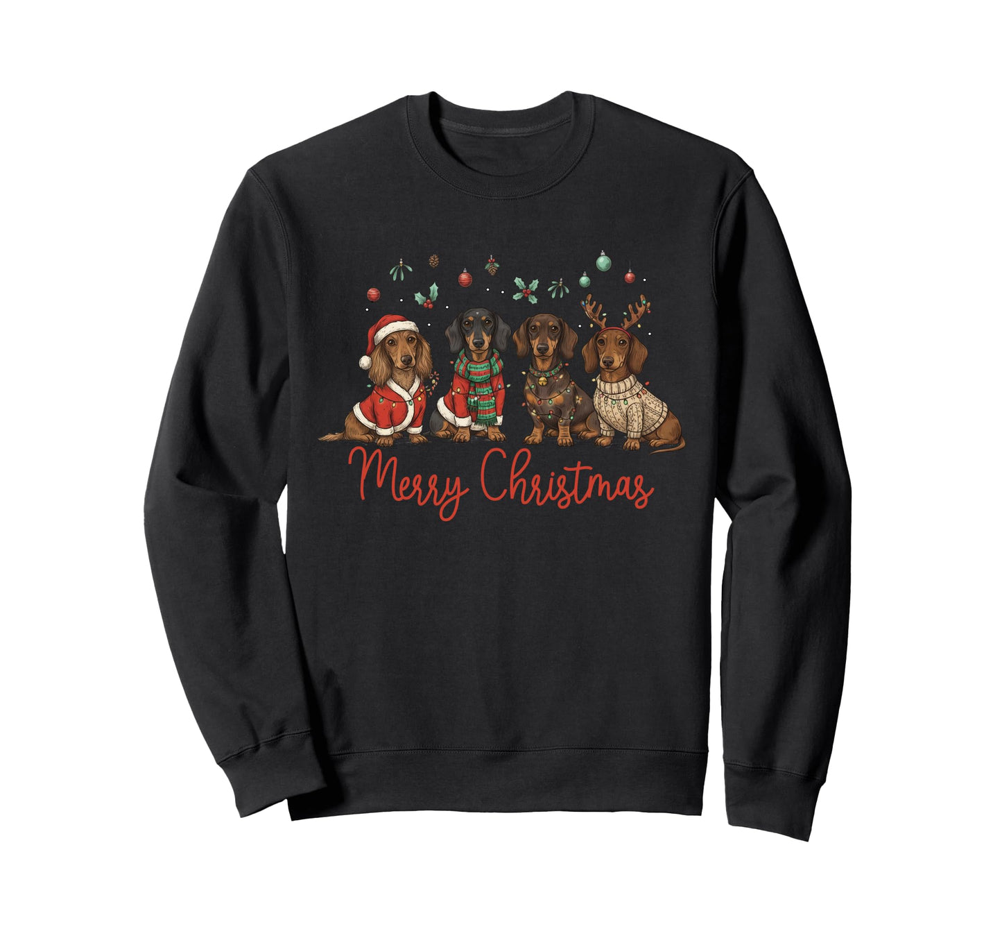 Merry Christmas Dachshunds Costume Xmas for Men Women Sweatshirt The Dachshund Zone