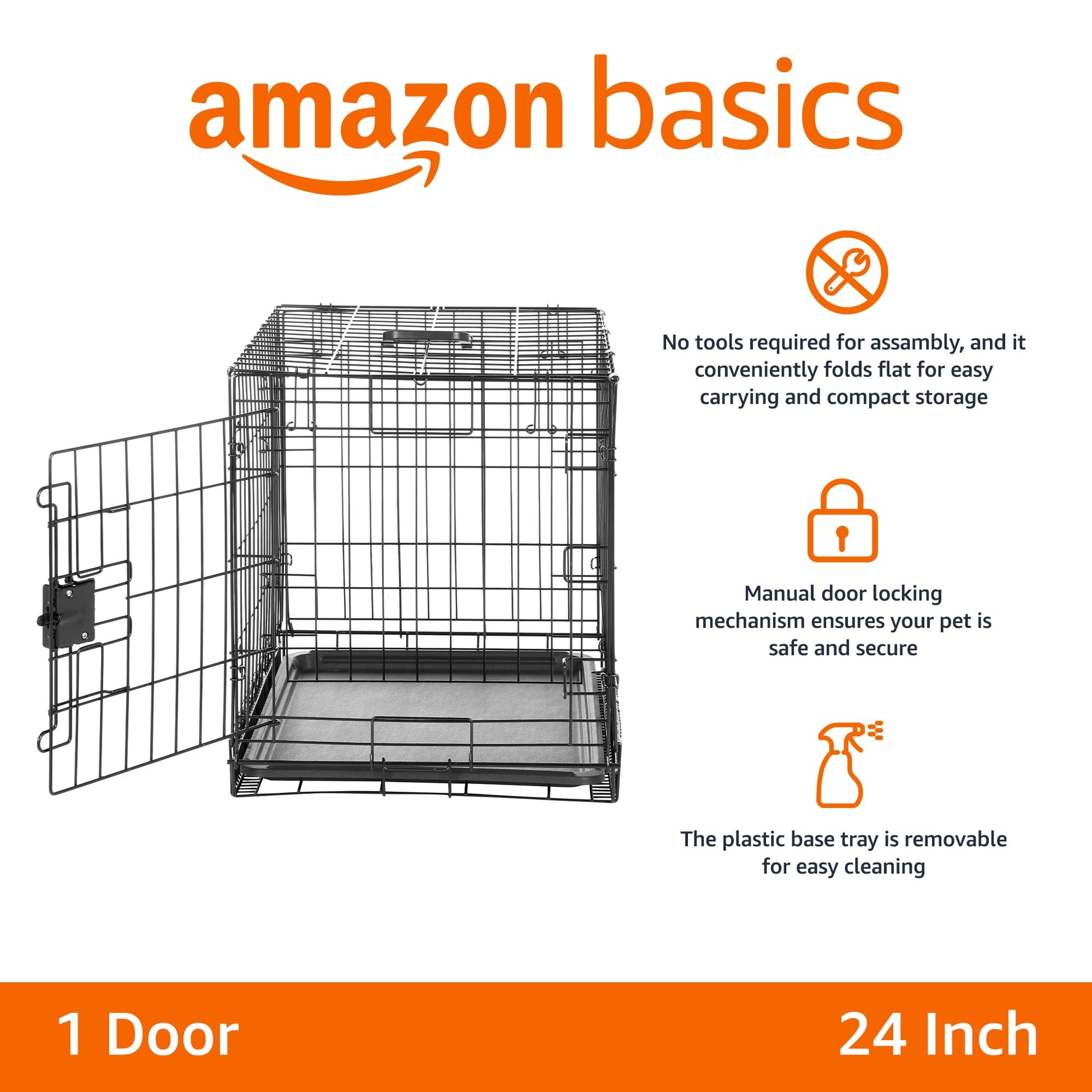 Amazon Basics Durable, Foldable Metal Wire Small Dog Crate with Tray, Single Door, 24 x 18 x 20 in, Black The Dachshund Zone