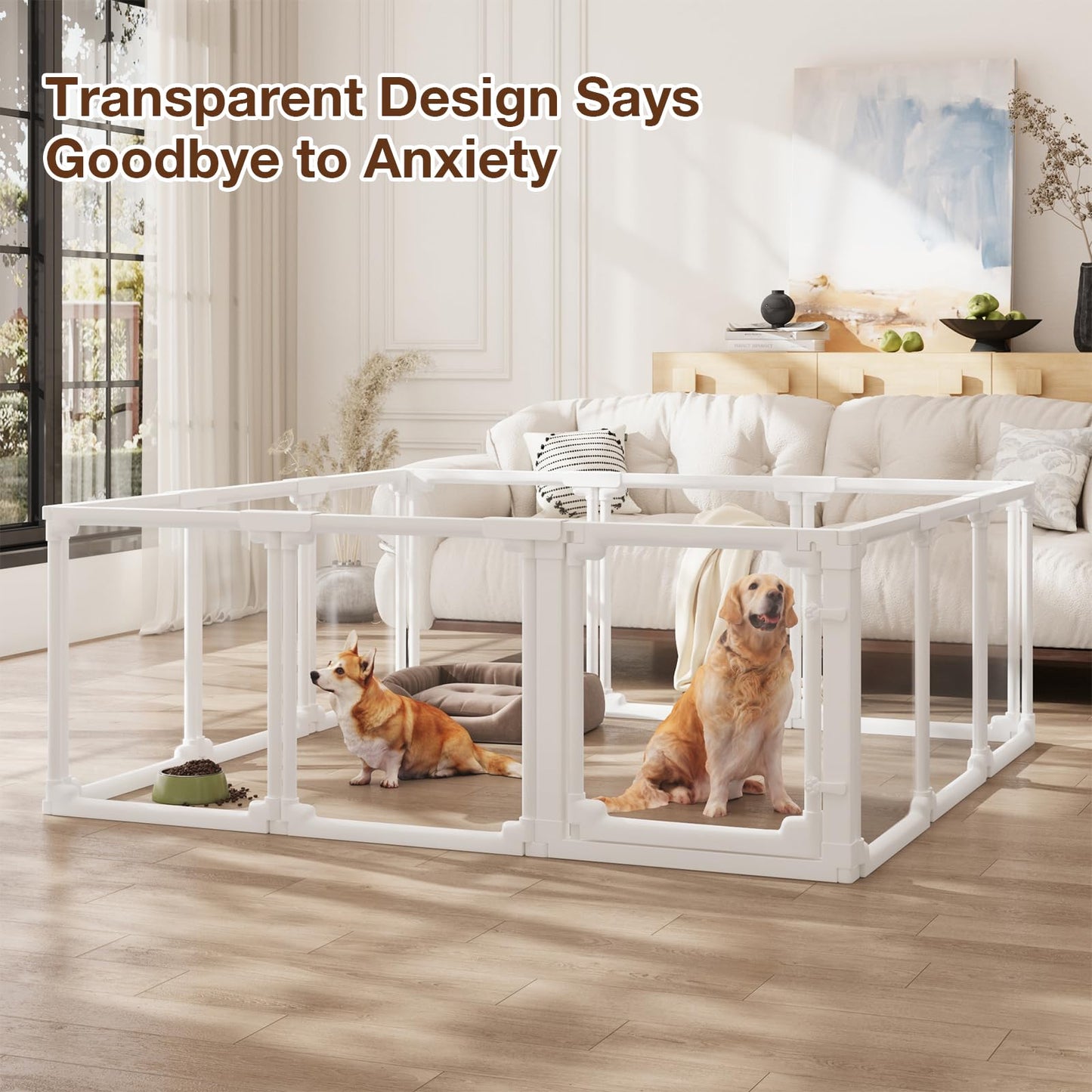 Erinnyees Transparent Acrylic Dog Playpen-Indoor Puppy Play Pen for Small/Medium Dogs,Dog Fence Pet Playpen for Indoors, Safe Enclosure for Puppies & Dogs(12Panel) The Dachshund Zone