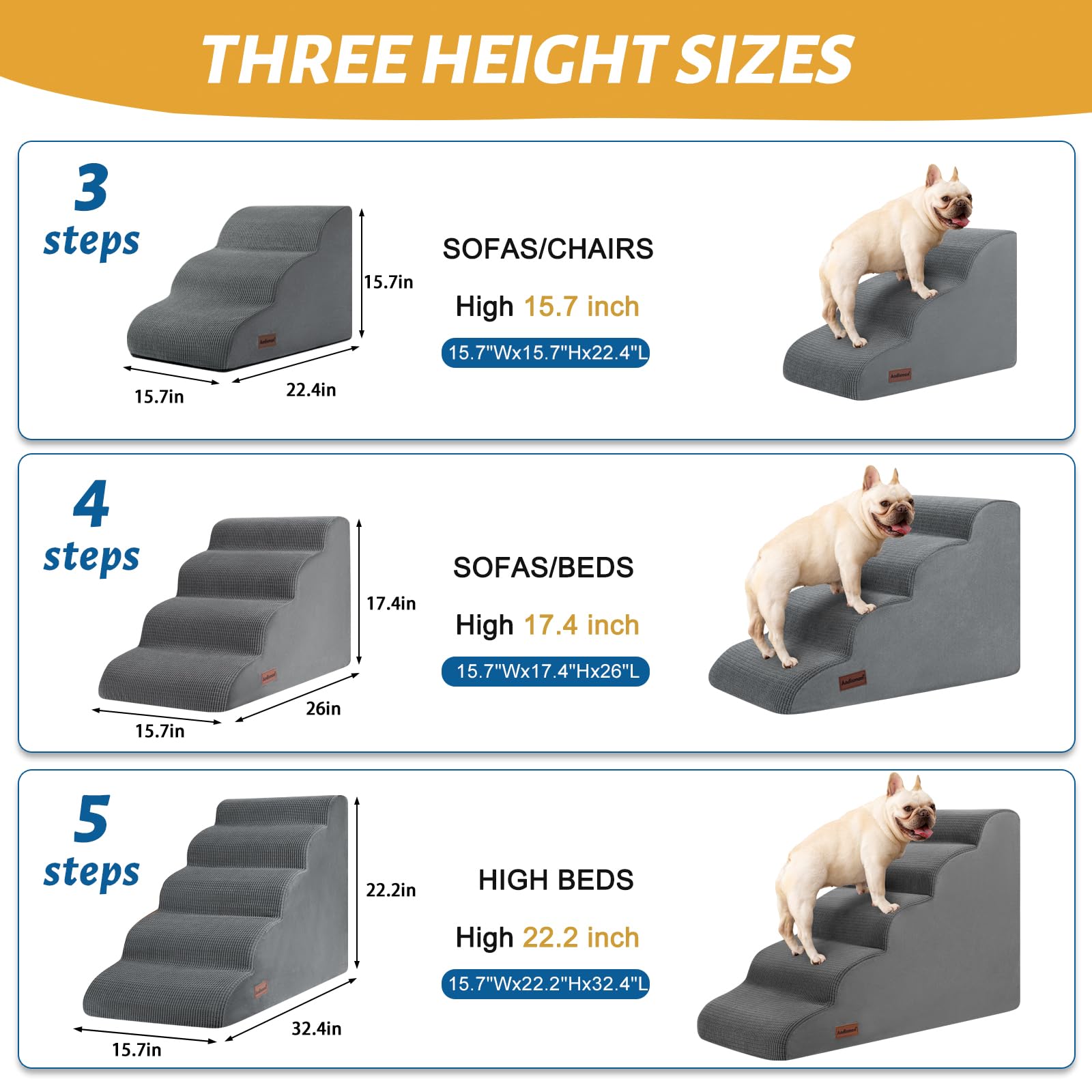 Aodisman 3-Step Dog Ramp and Stairs for Sofa and Chair The Dachshund Zone