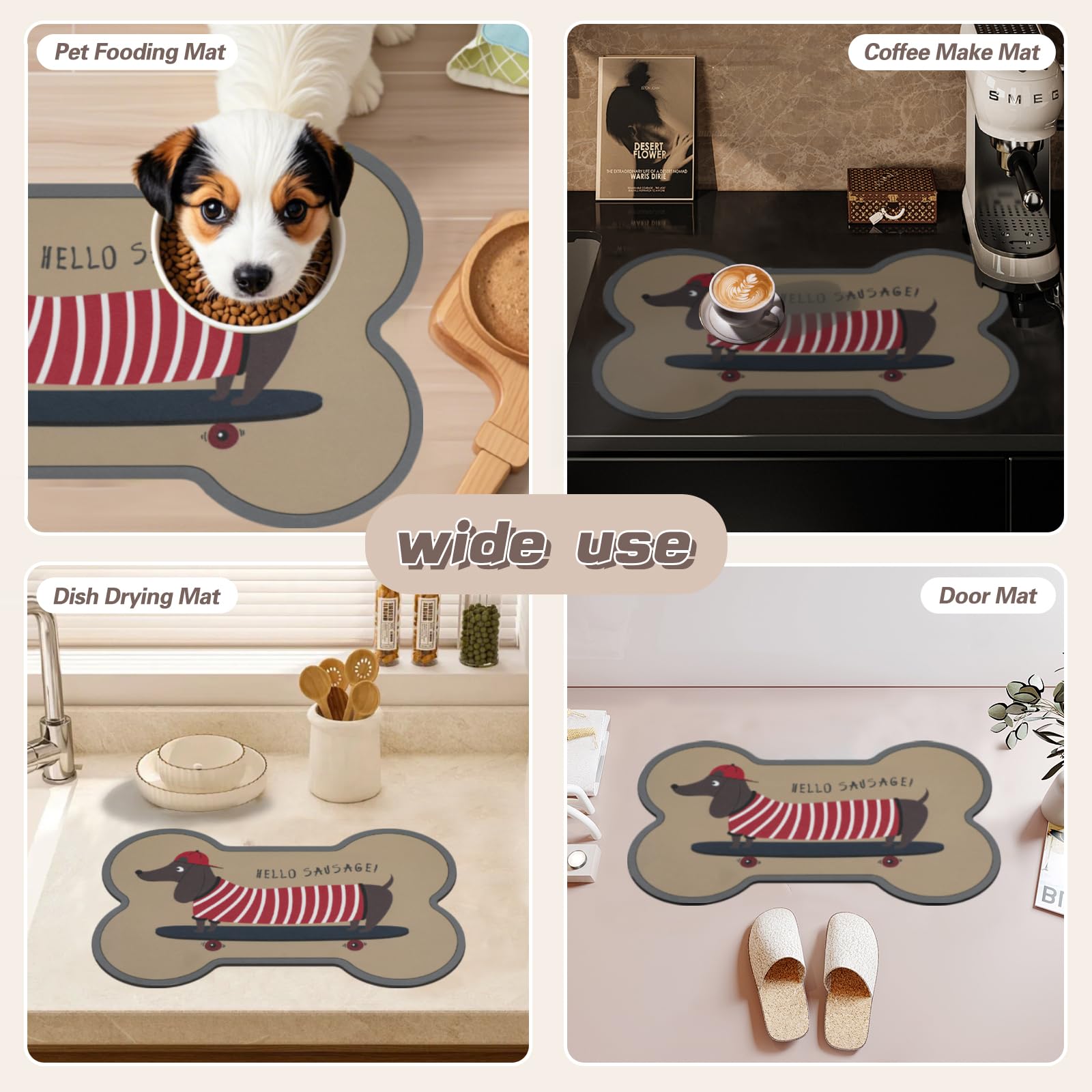Le courant Feeding Plastic Placemat for Food and Water Bowl The Dachshund Zone