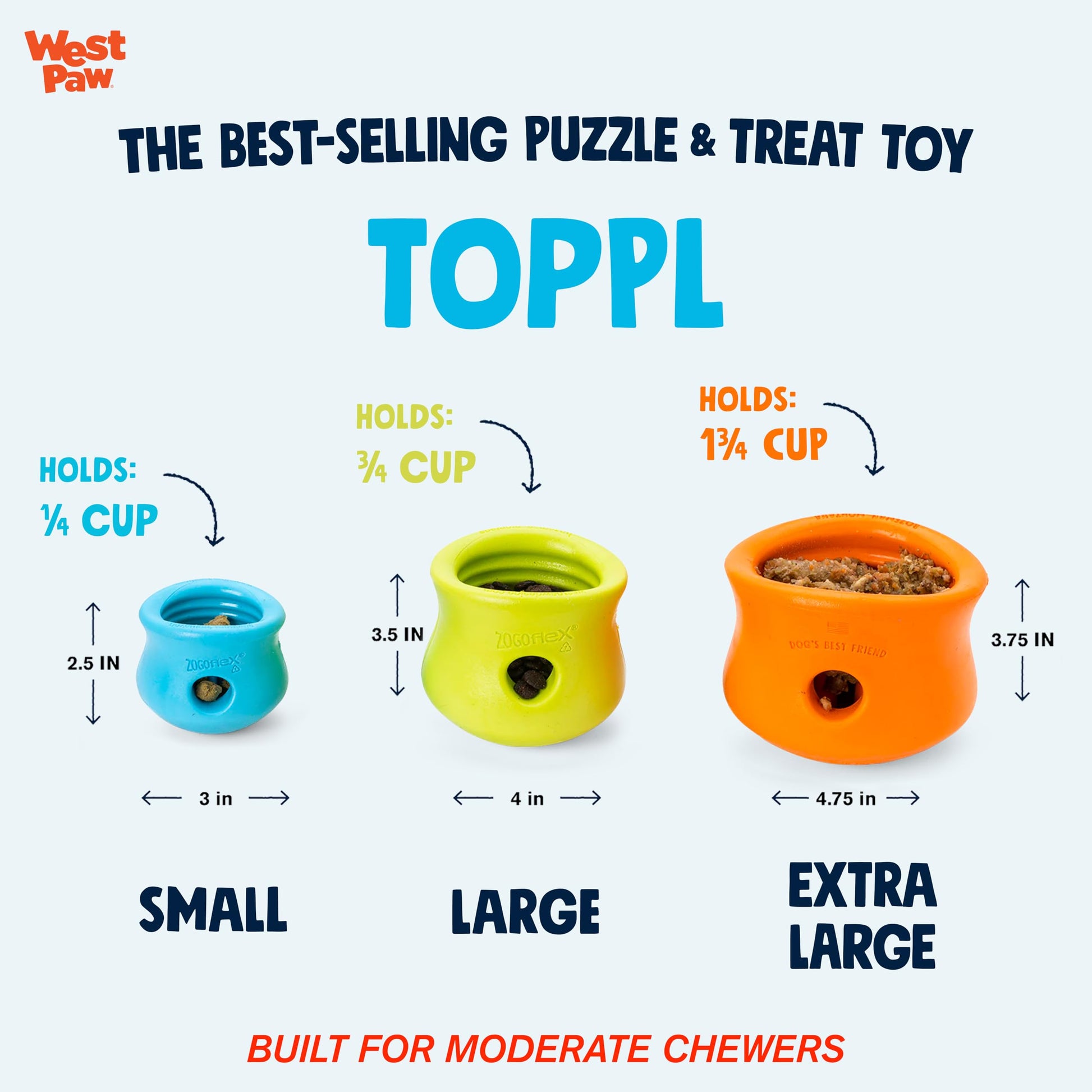 West Paw Zogoflex Toppl Treat Dispensing Dog Toy Puzzle The Dachshund Zone