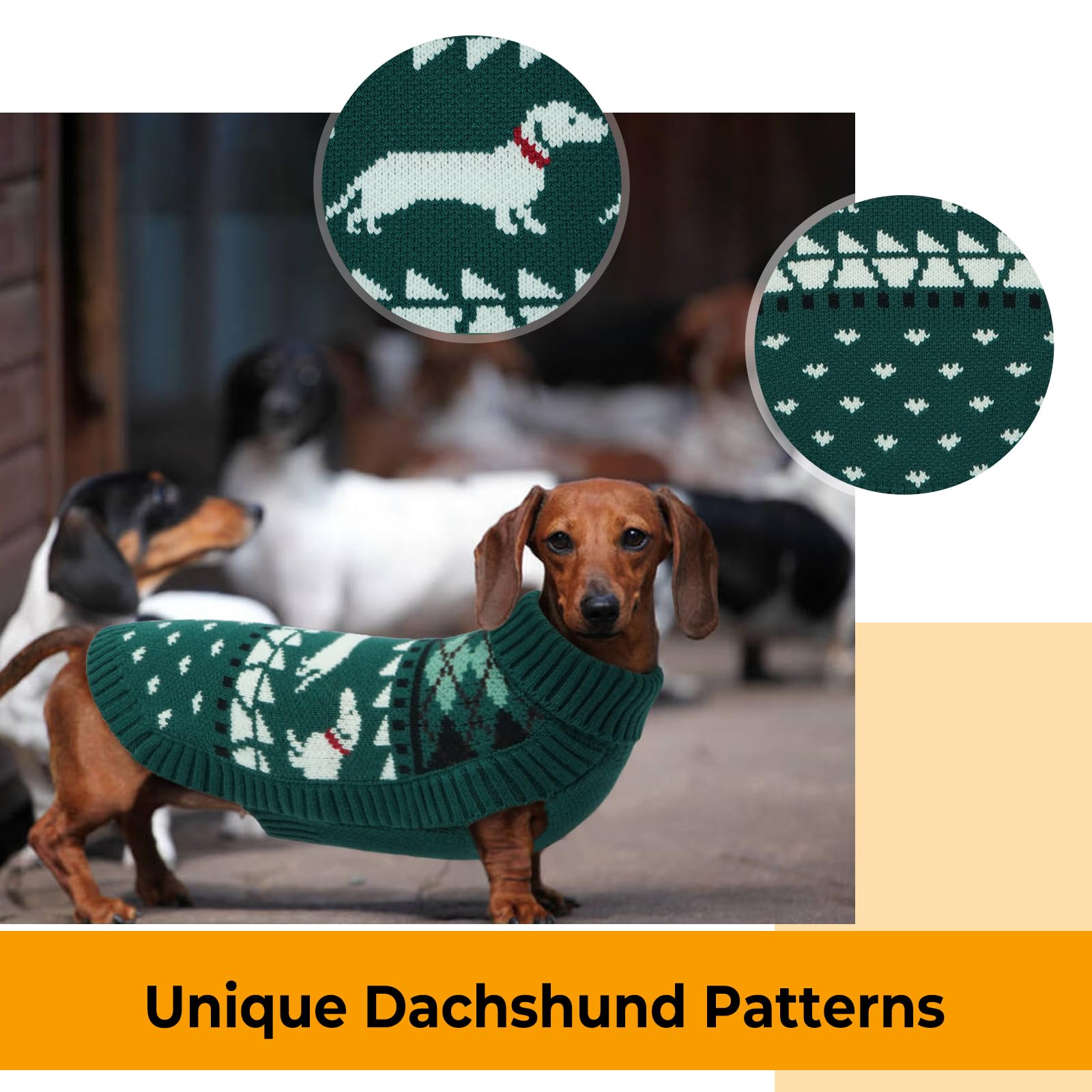 Leletail Dachshund Sweater, Turtleneck Dog, Warm Pullover Knitted Pet Coat The Dachshund Zone