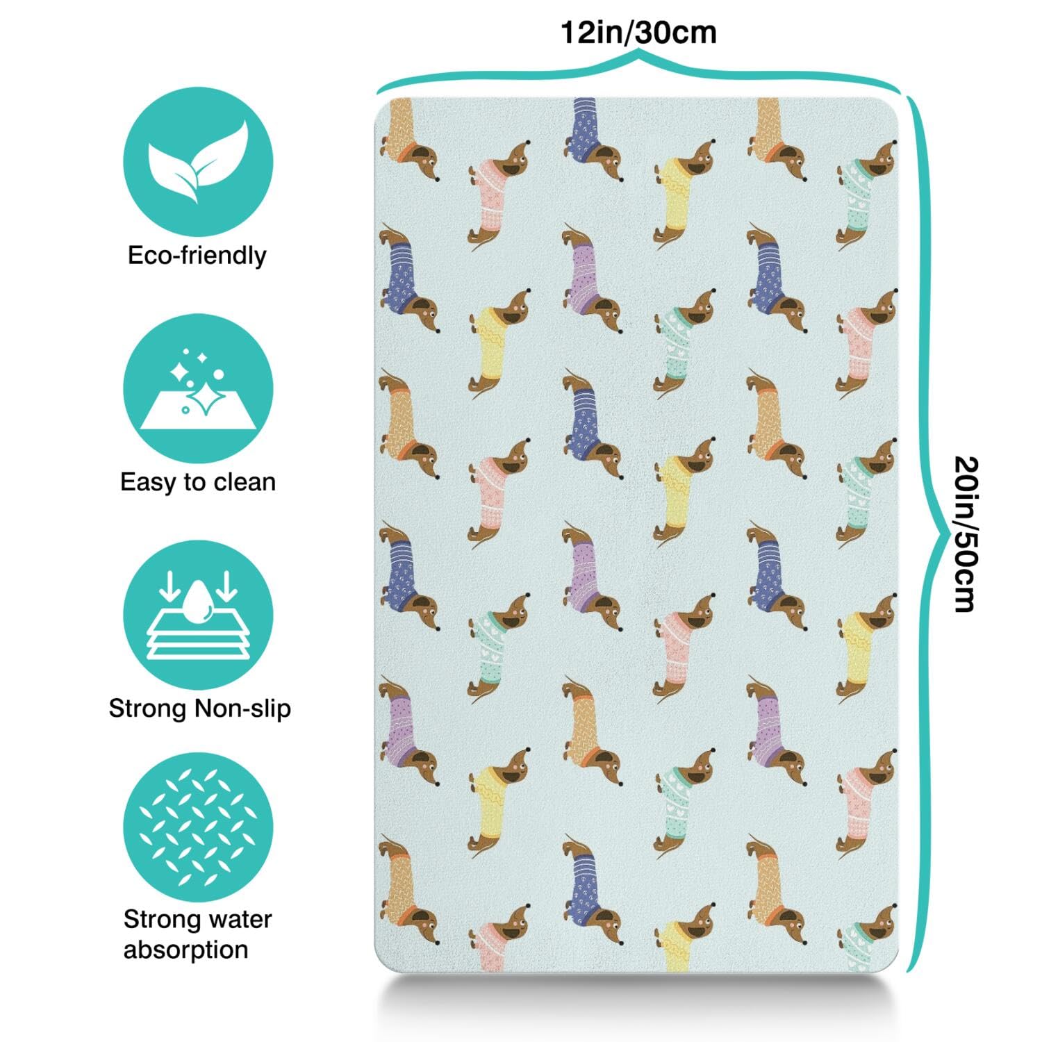 Dachshund Dog Food & Water Mat, Pet Feeding Mat The Dachshund Zone