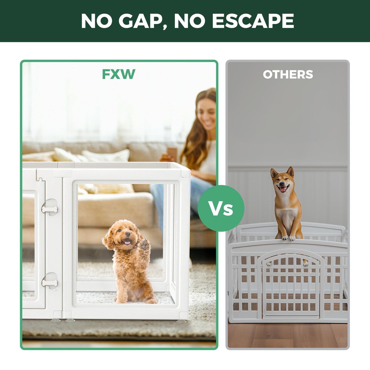 FXW AuraSpace Acrylic Indoor Dog Playpen for Puppies and Small Dogs, 24 Inch, 8 Panels, White The Dachshund Zone