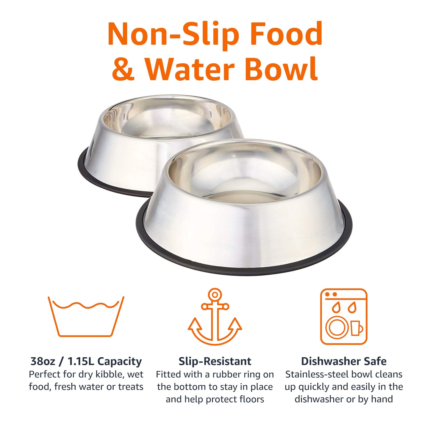 Amazon Basics Stainless Steel Non-Skid Pet Dog Water And Food Bowl The Dachshund Zone