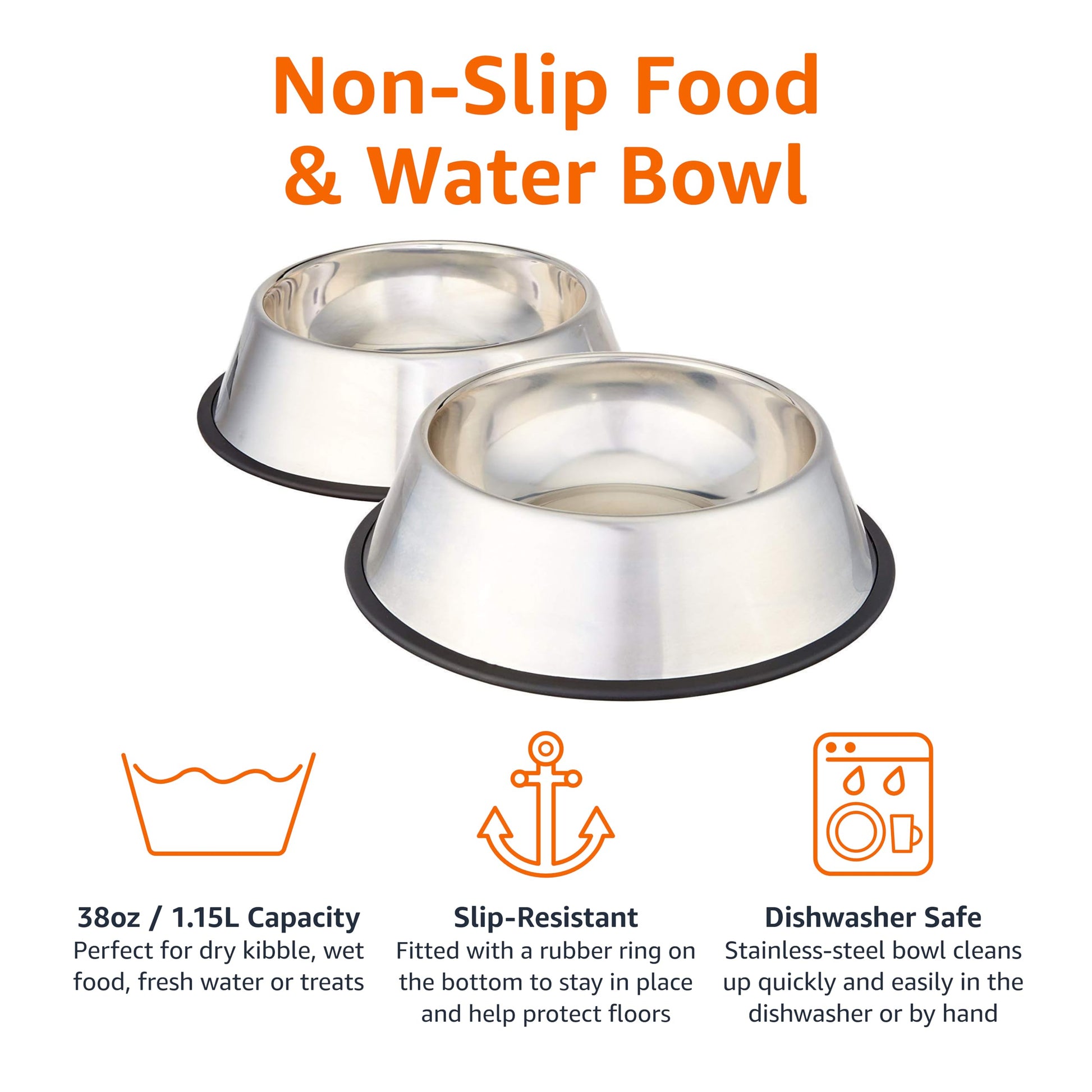 Amazon Basics Stainless Steel Non-Skid Pet Dog Water And Food Bowl The Dachshund Zone