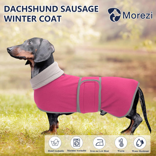 Dachshund Coats Sausage Dog Fleece Coat in Winter- Reflective Trim Safety The Dachshund Zone