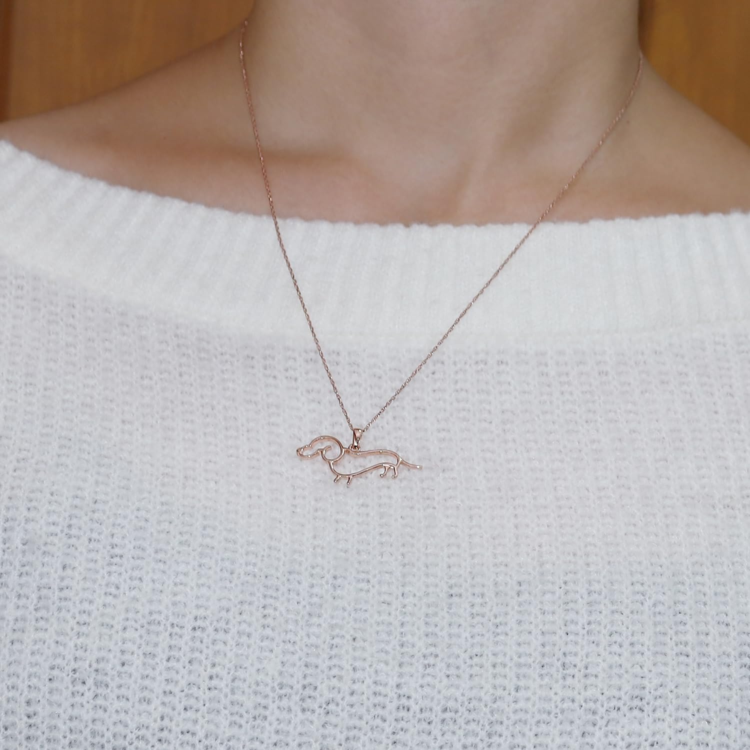 AFFY Dachshund Dog Charm Pendant Necklace In 14k Yellow Gold Over Sterling Silver The Dachshund Zone