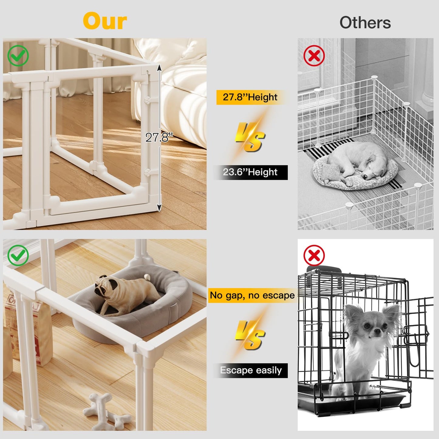 Erinnyees Transparent Acrylic Dog Playpen-Indoor Puppy Play Pen for Small/Medium Dogs,Dog Fence Pet Playpen for Indoors, Safe Enclosure for Puppies & Dogs(12Panel) The Dachshund Zone
