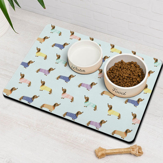 Dachshund Dog Food & Water Mat, Pet Feeding Mat The Dachshund Zone