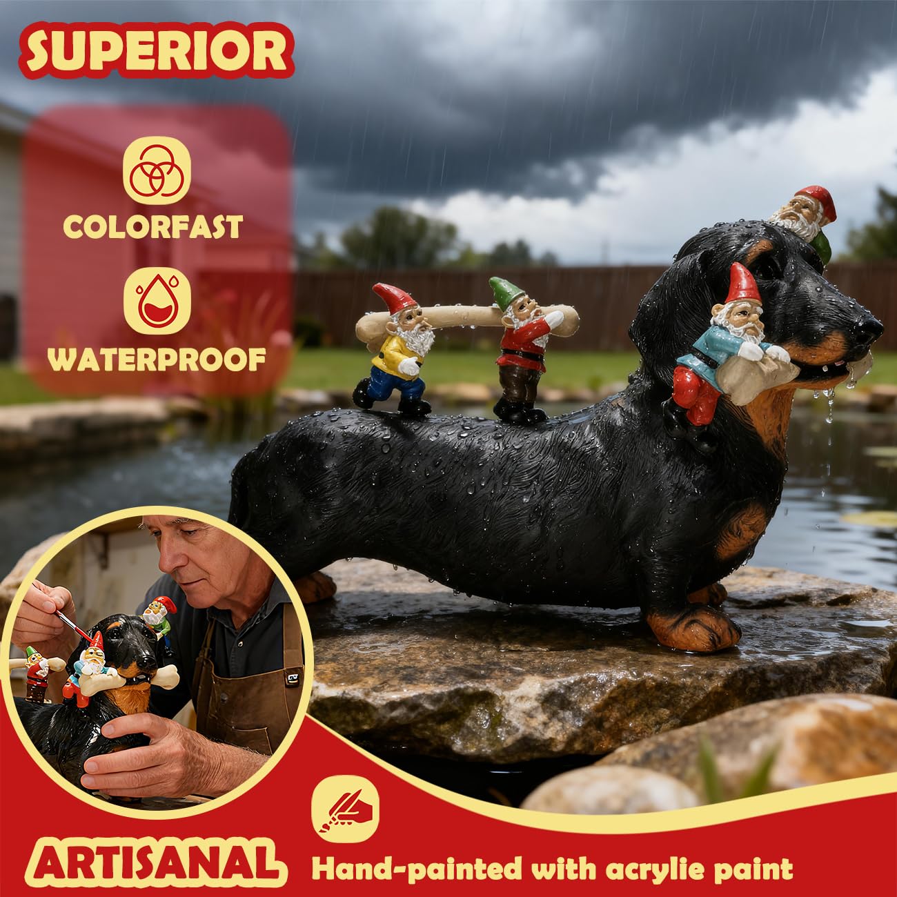 Sunthus Dachshund Garden Gnomes Statues Outdoor Funny Decorations Yard Weiner Decor The Dachshund Zone