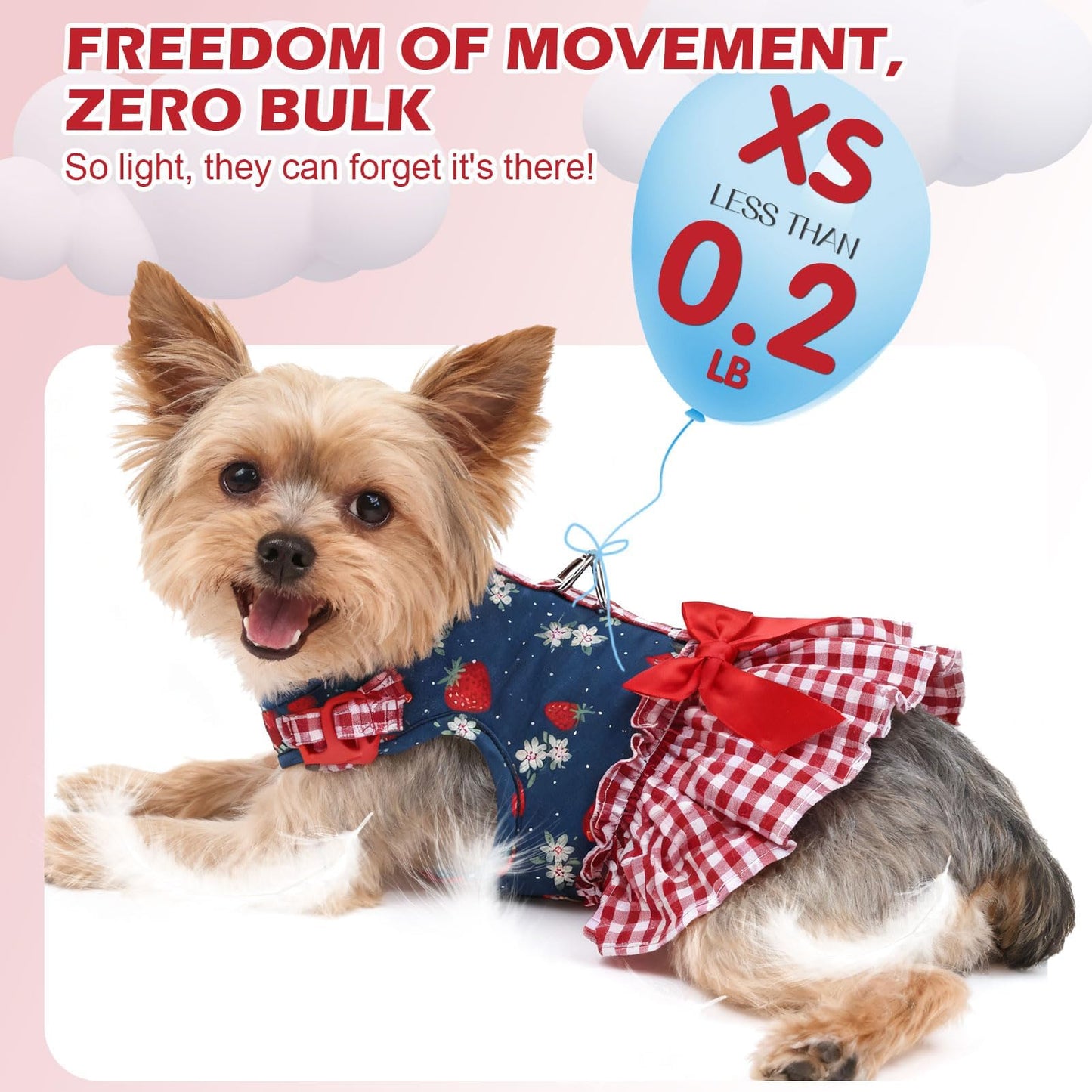 EXPAWLORER Dog Harness Small Medium Sized Dogs, Plaid Dog Dress Bowknot Harness and Leash Set, No Choke No Pull Soft Mesh Vest Cute Princess Puppy Outfits Clothes Costume for Girls Party Cats Navy M The Dachshund Zone