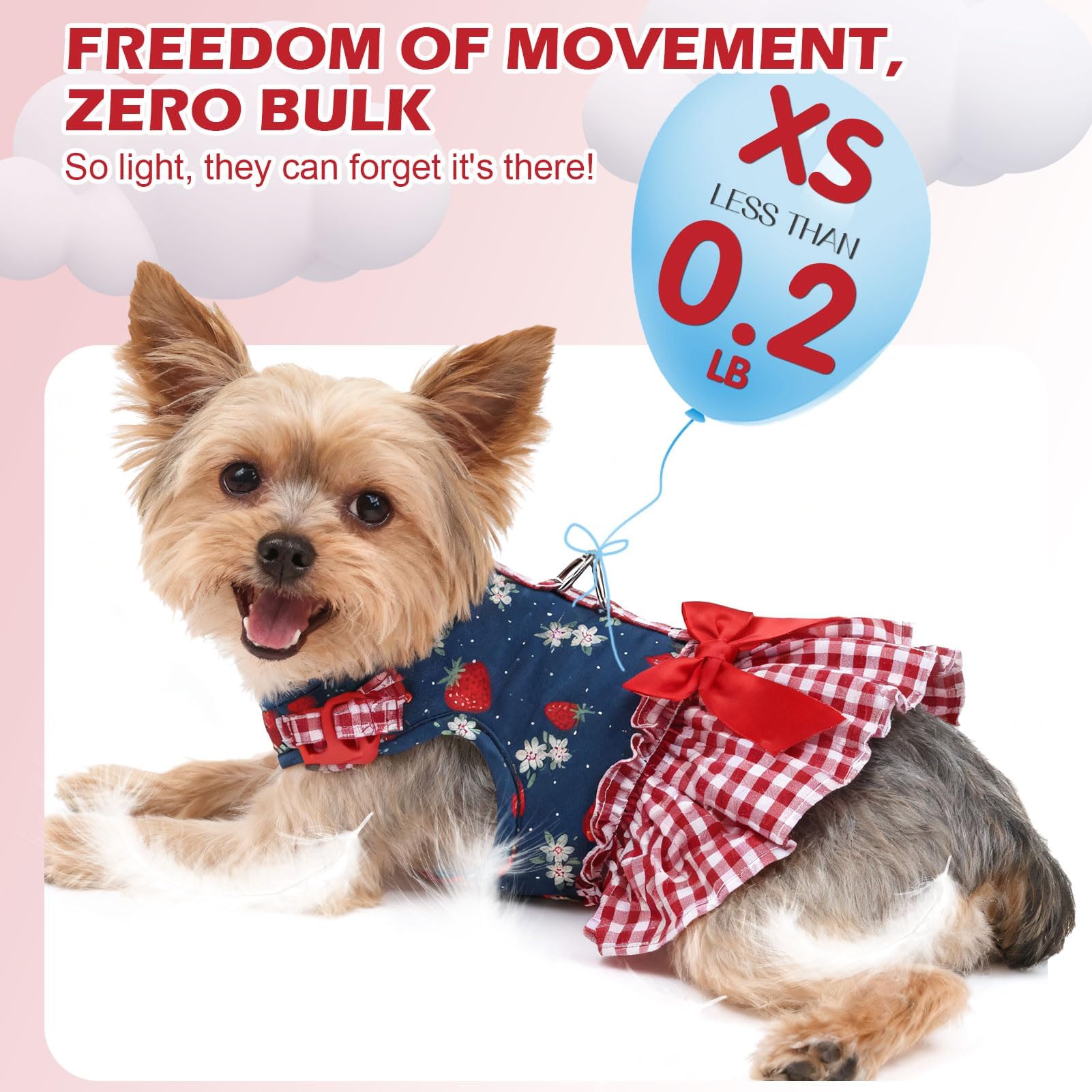 EXPAWLORER Dog Harness Small Medium Sized Dogs, Plaid Dog Dress Bowknot Harness and Leash Set, No Choke No Pull Soft Mesh Vest Cute Princess Puppy Outfits Clothes Costume for Girls Party Cats Navy M The Dachshund Zone
