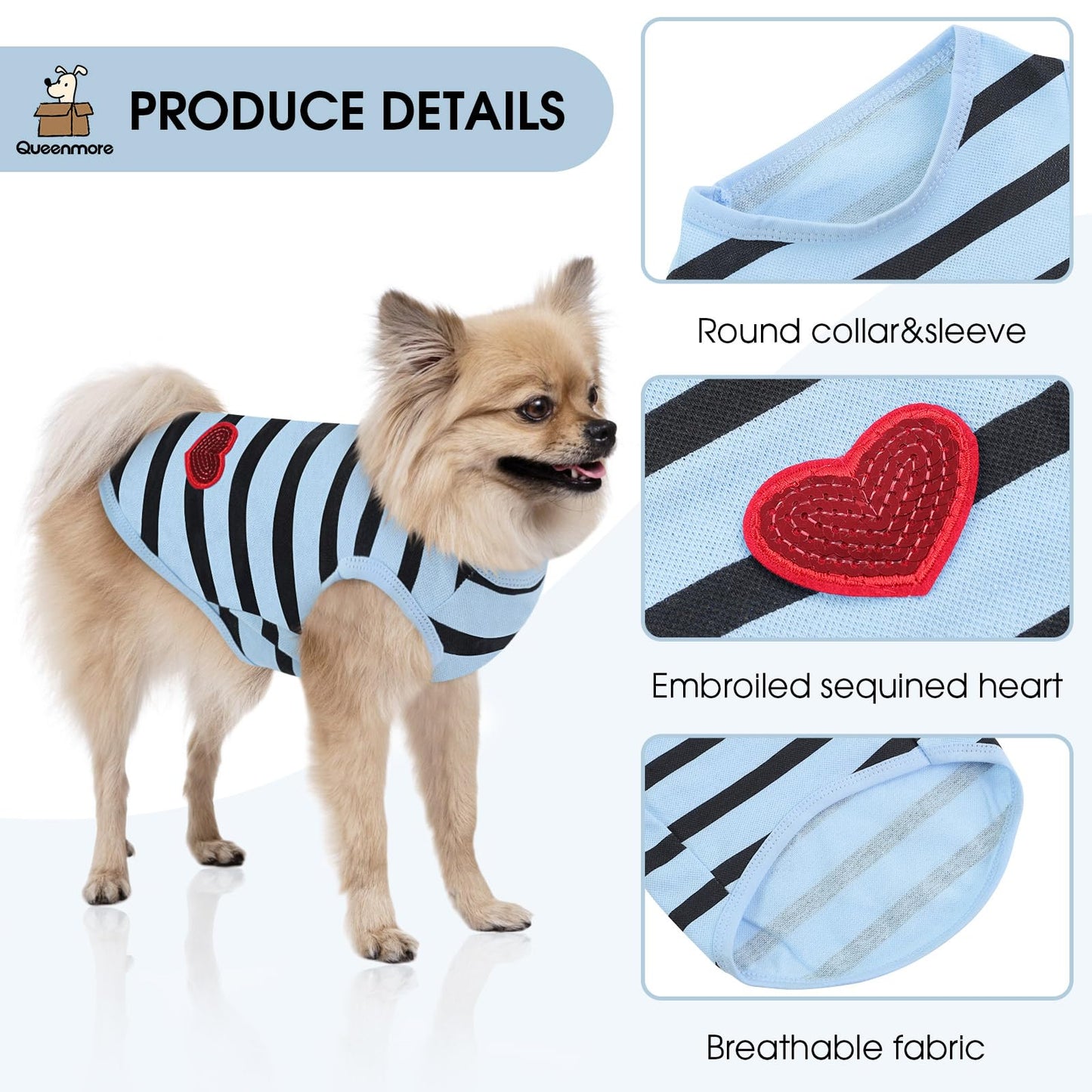 Queenmore Small Dog Shirt,Soft Breathable Dog Shirt for Dogs Cats Boy Girl,Pet Clothes for All Season,Breathable Lightweight Pet Tshirt for Frenchie, Dachshund, Yorkie The Dachshund Zone