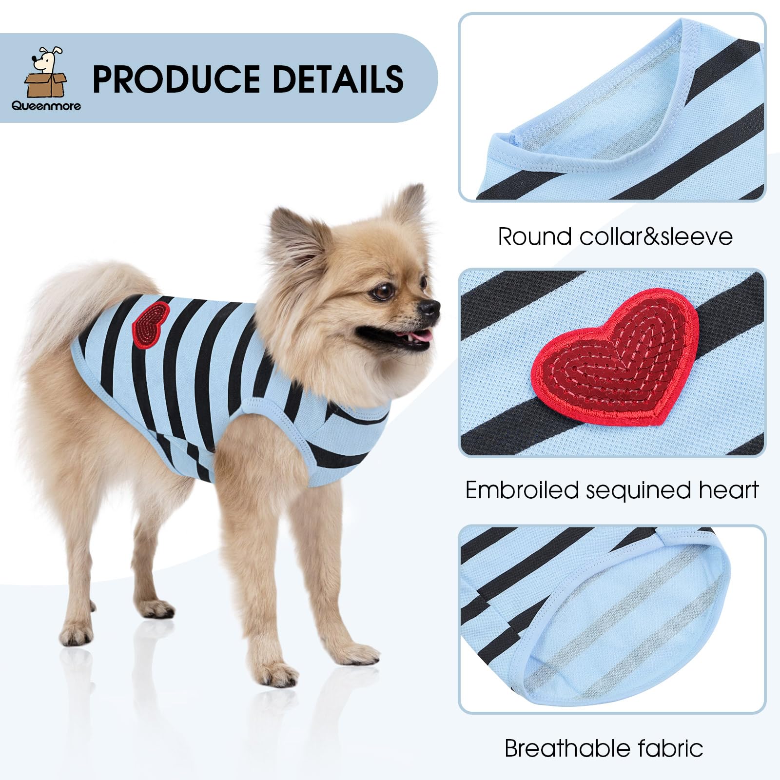 Queenmore Small Dog Shirt,Soft Breathable Dog Shirt for Dogs Cats Boy Girl,Pet Clothes for All Season,Breathable Lightweight Pet Tshirt for Frenchie, Dachshund, Yorkie The Dachshund Zone