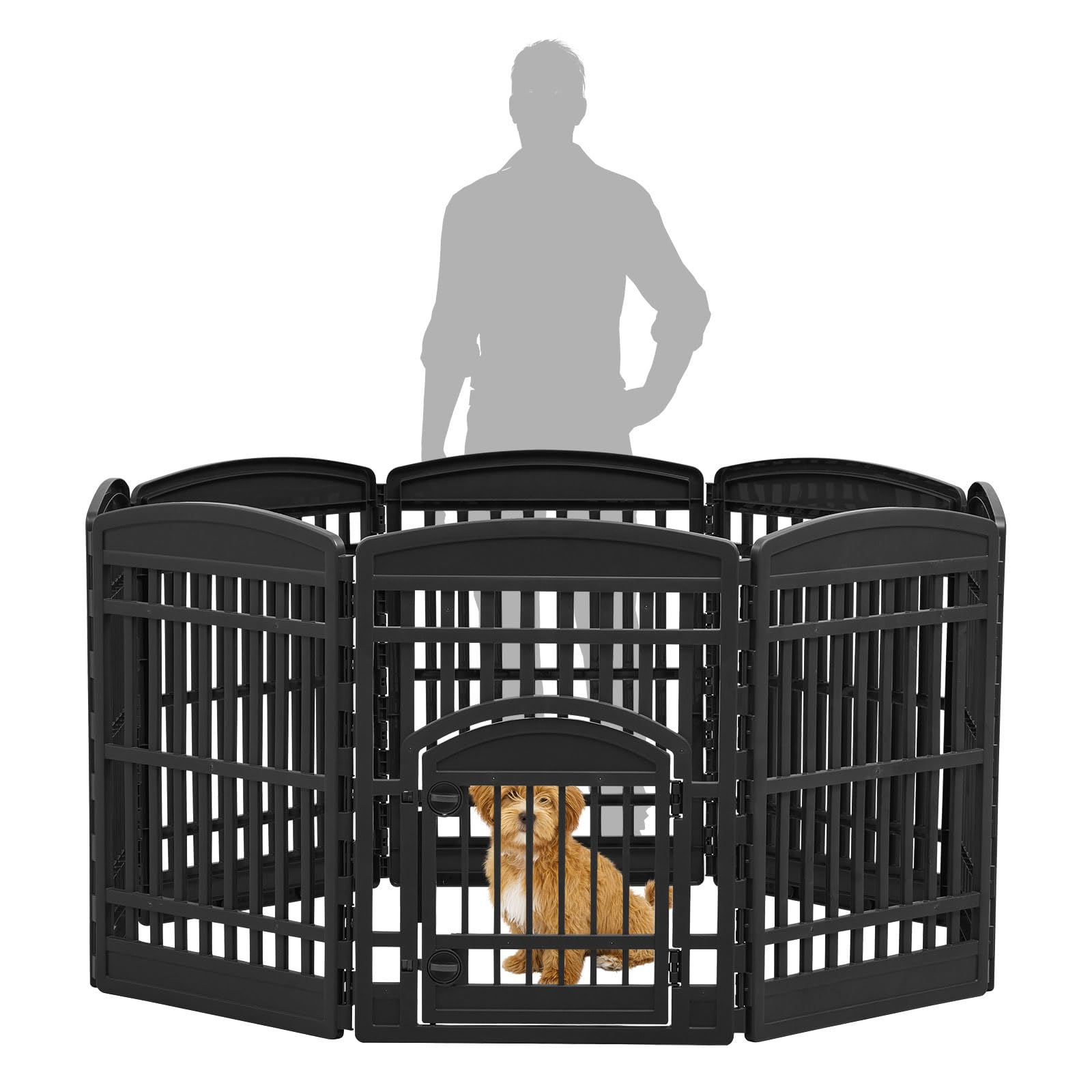 IRIS USA 34" 8-Panel Dog Playpen with Door, 63 x 63 x 35 The Dachshund Zone