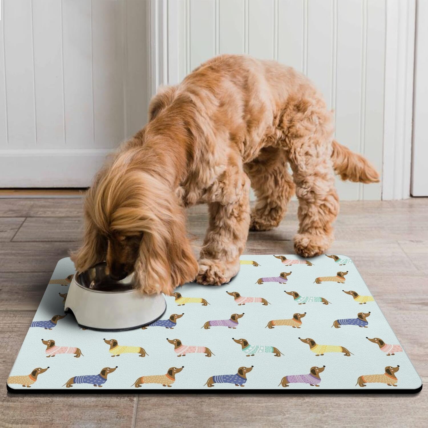 Dachshund Dog Food & Water Mat, Pet Feeding Mat The Dachshund Zone