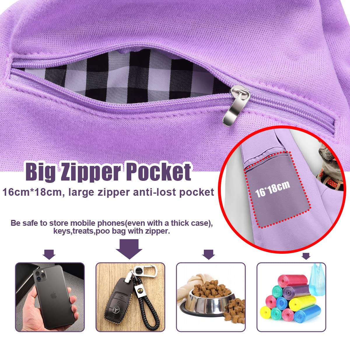 Tomkas Small Dog Sling Carrier - Zipper Pocket & Adjustable Strap The Dachshund Zone