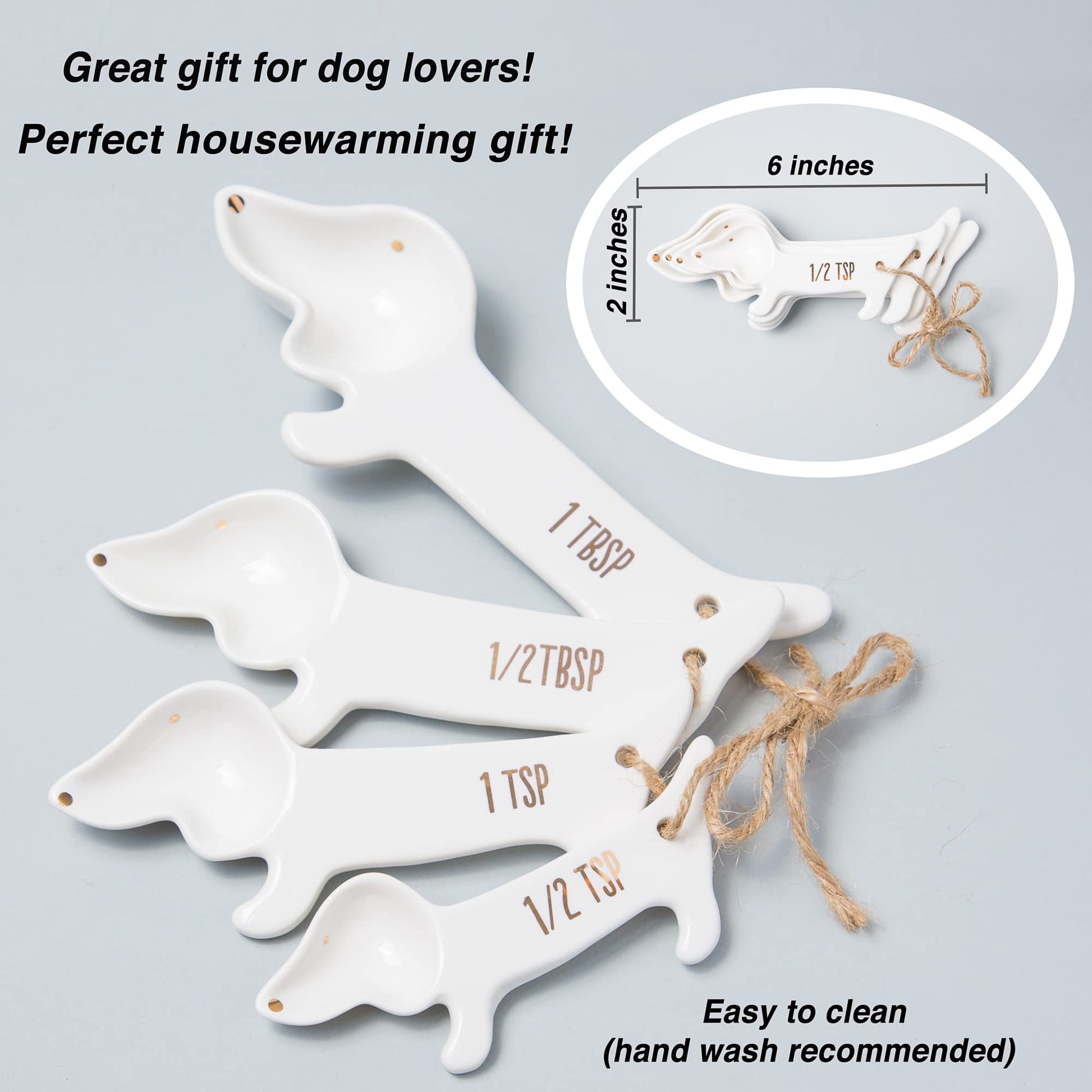 White Dachshund Ceramic Measuring Spoon Set The Dachshund Zone