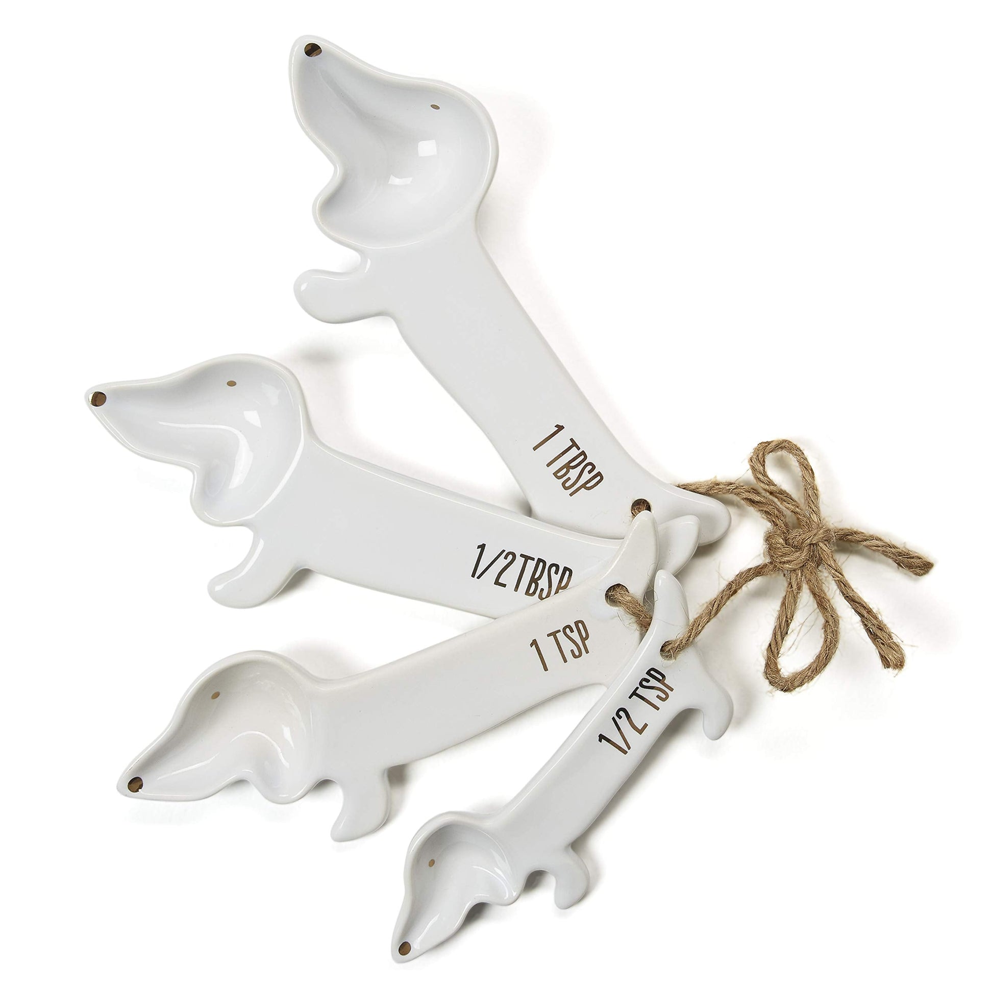 White Dachshund Ceramic Measuring Spoon Set The Dachshund Zone