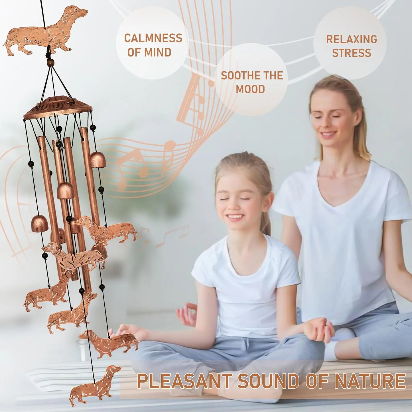Dachshund Dog Wind Chimes for Outside,Metal Windchimes, Gifts The Dachshund Zone