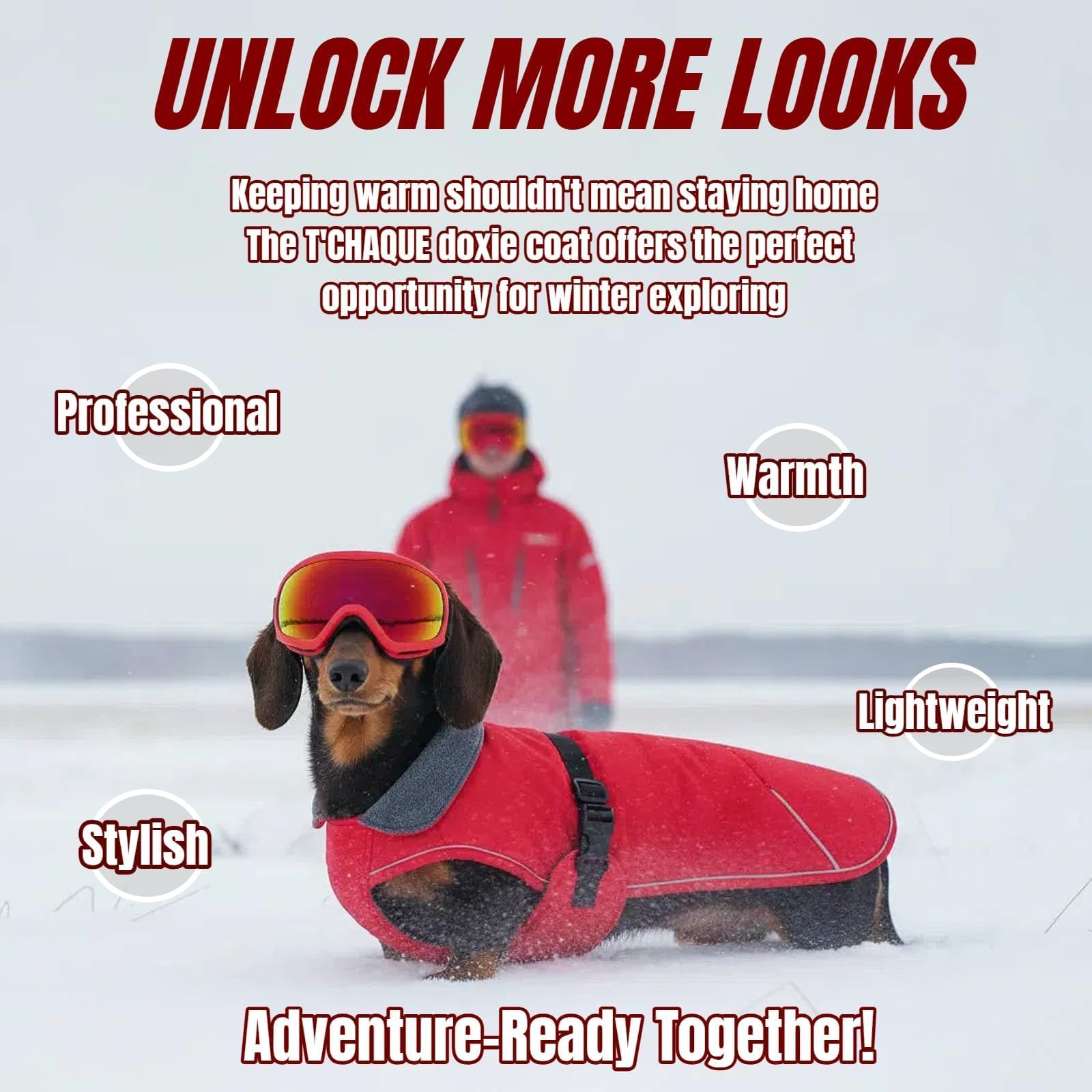 Tiny Dachshund Coat with Warm Fleece Lining, Mini Weiner Vest Jackets, Waterproof & Windproof Wiener Winter Clothes, Outdoor Clothes for Small Dachshunds Puppy, Boys & Girls Long Back Dogs(Red, XS) The Dachshund Zone