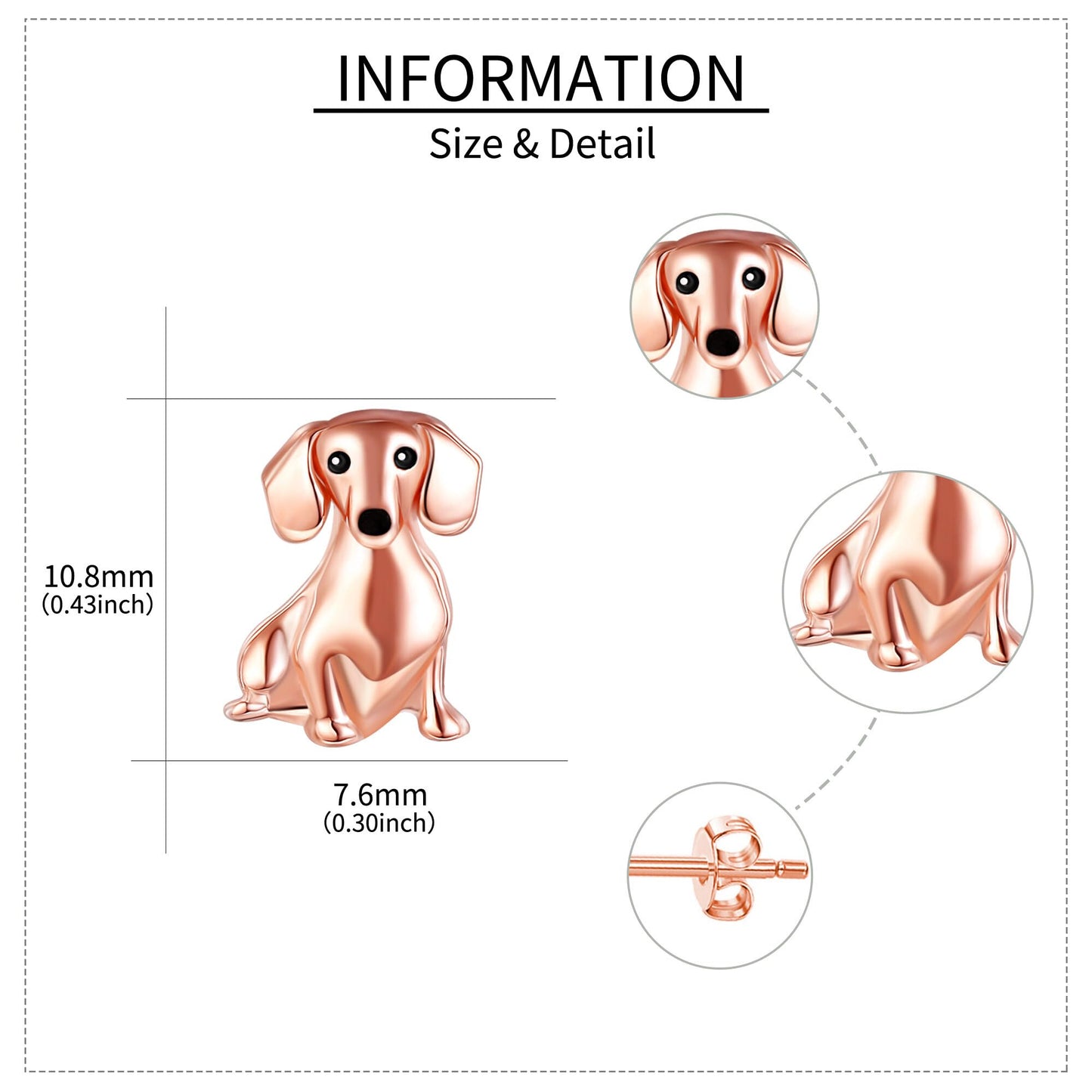 AXOMY Dachshund Stud Earrings 925 Sterling Silver Cute Dachshund Earrings The Dachshund Zone