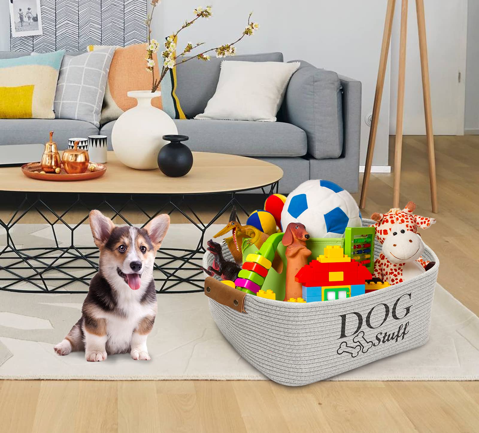 Square Dog toy basket storage The Dachshund Zone