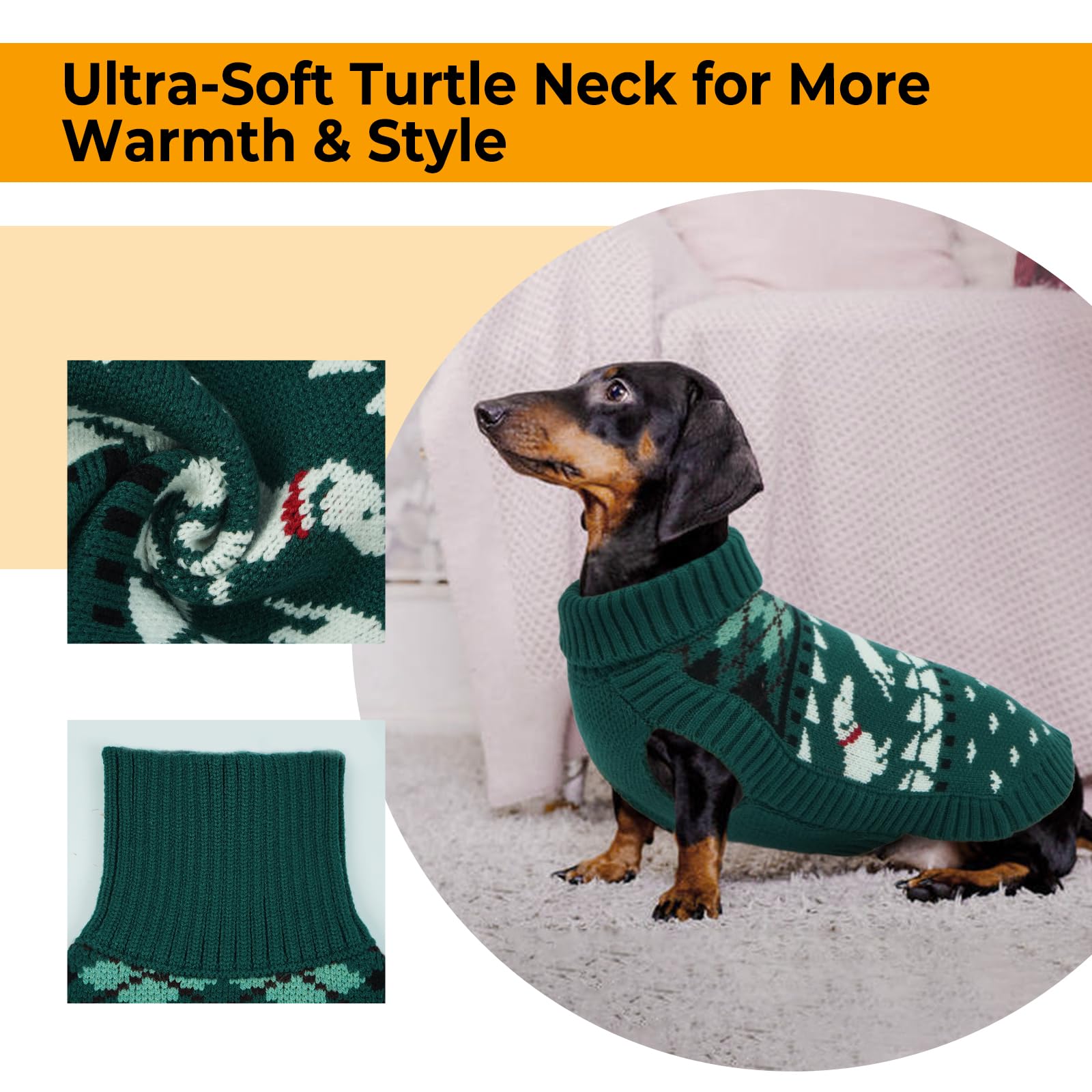 Leletail Dachshund Sweater, Turtleneck Dog, Warm Pullover Knitted Pet Coat The Dachshund Zone