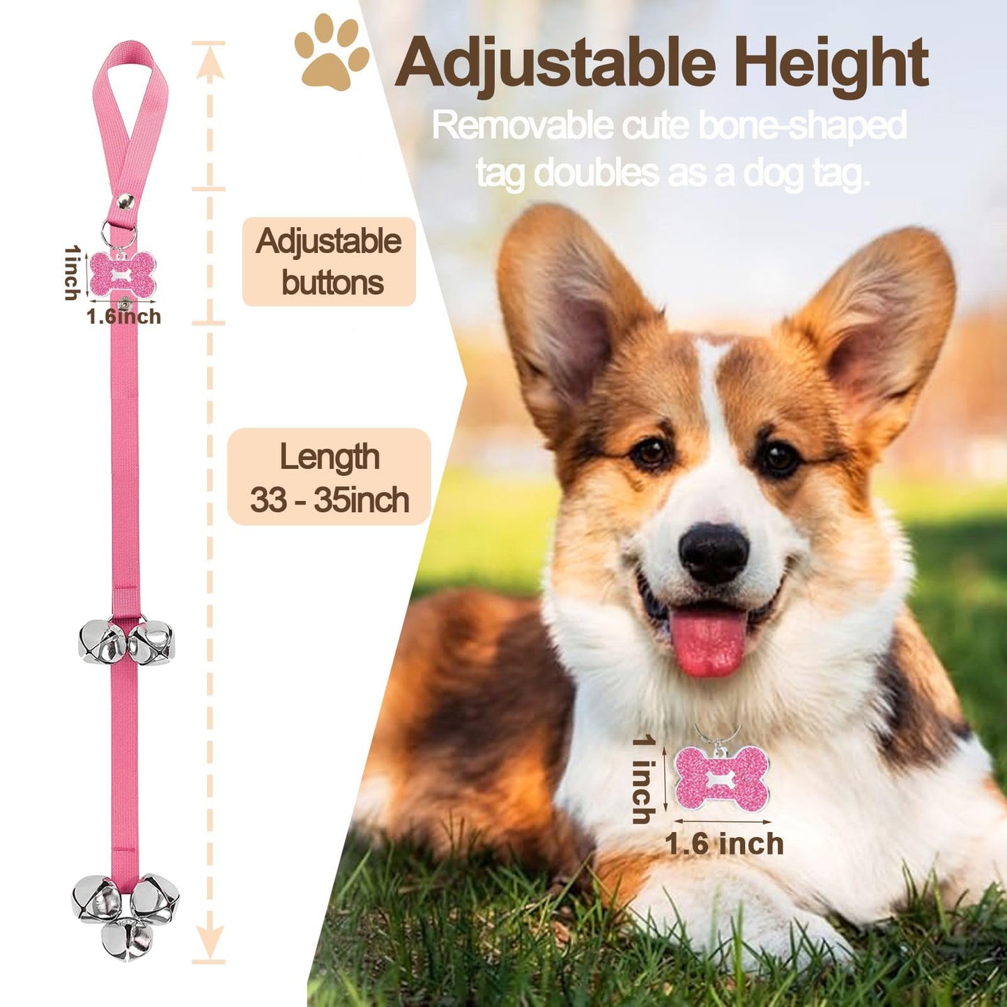 2 Pack Dog Door Bells Dog Doorbell to go Outside Puppy Train Bell The Dachshund Zone