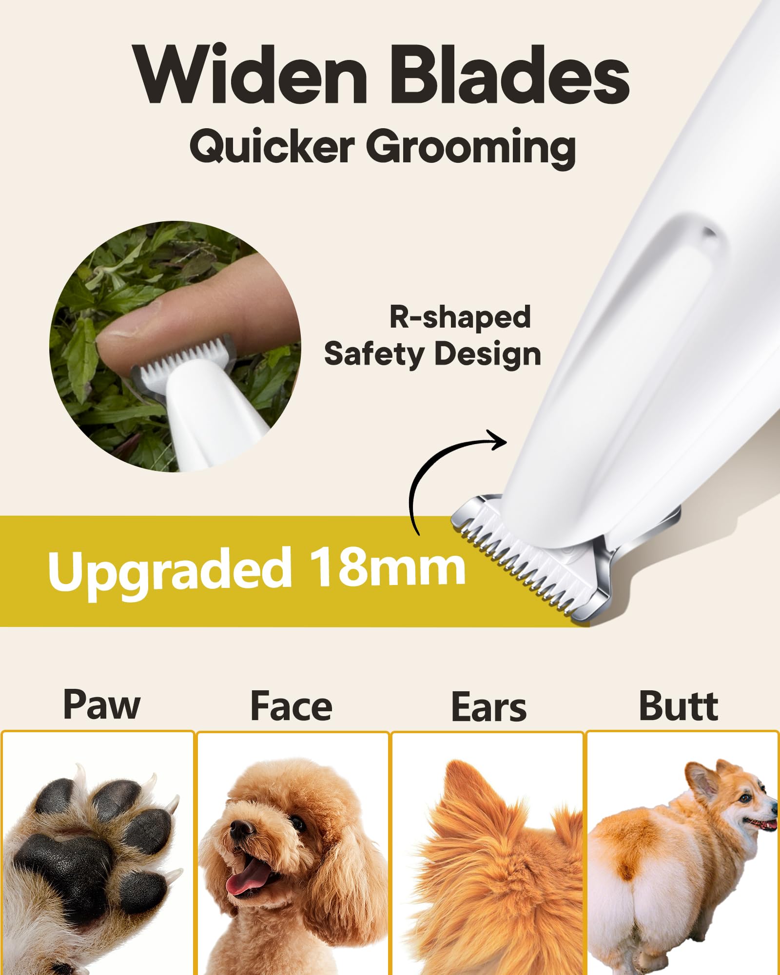 FURBONA Upgraded Dog Paw Trimmer with LED Light, 18 mm Widen Blade, 35 dB Low Noise, LED Display, Fully Waterproof, Rechargeable Clipper for Dogs Cats Trimming Paws, Eyes, Ears, Face, and Rump The Dachshund Zone