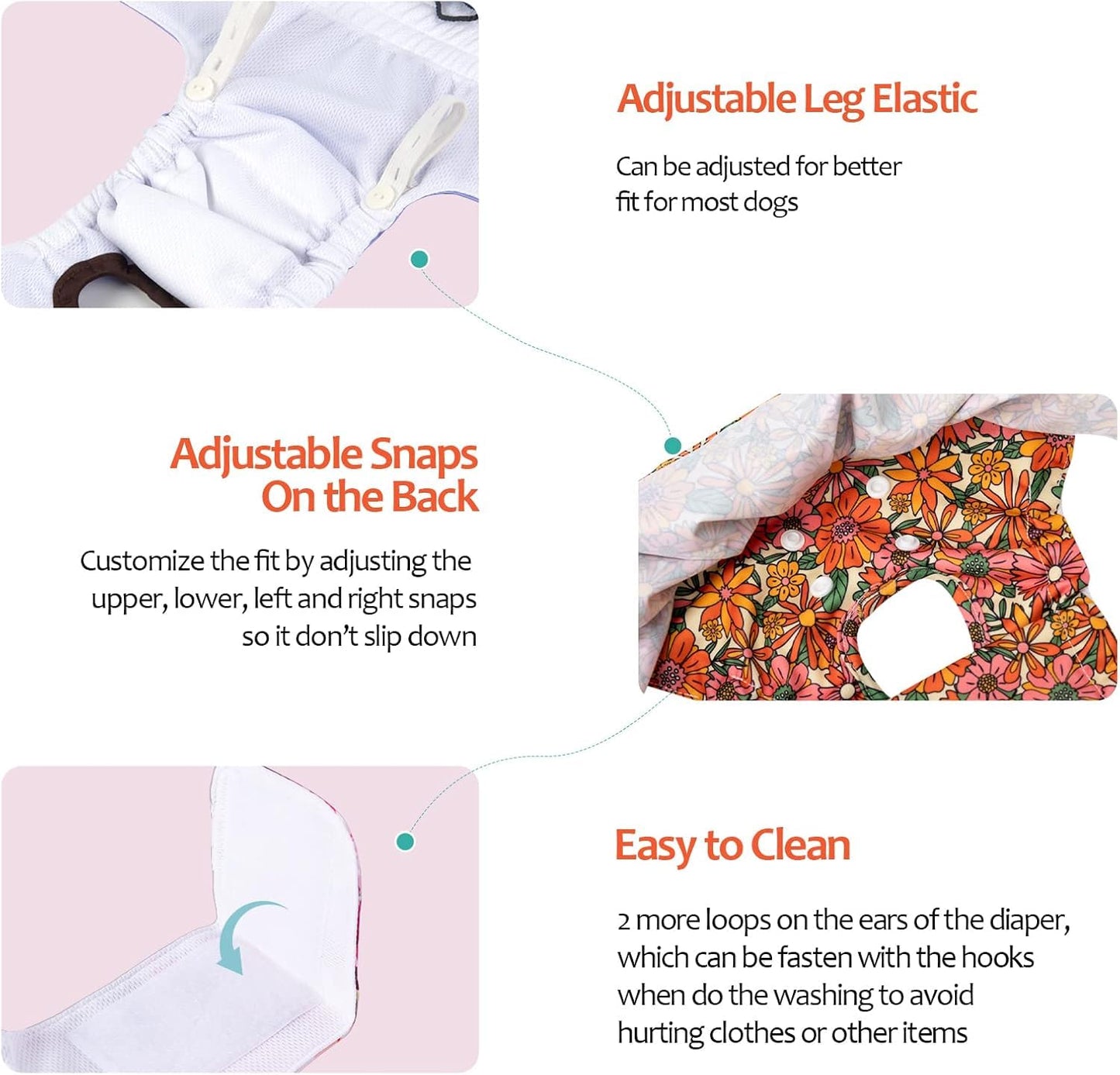 CuteBone Female Dog Diapers with Skirts 3 Pack Reusable Puppy Dresses Pants for Heat Cycle Period QBD12S The Dachshund Zone