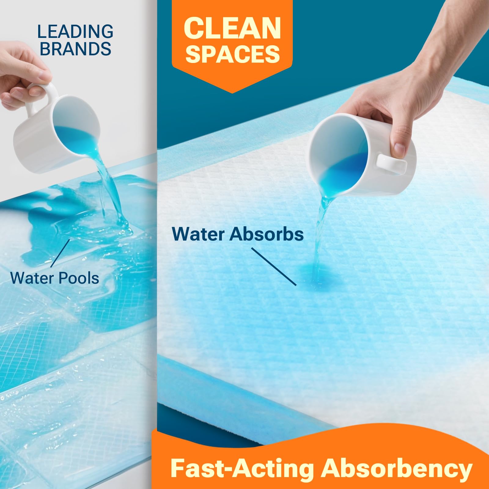 Clean Spaces 100 Count Super Absorbency Puppy Pads 22"x 22", Leakproof The Dachshund Zone