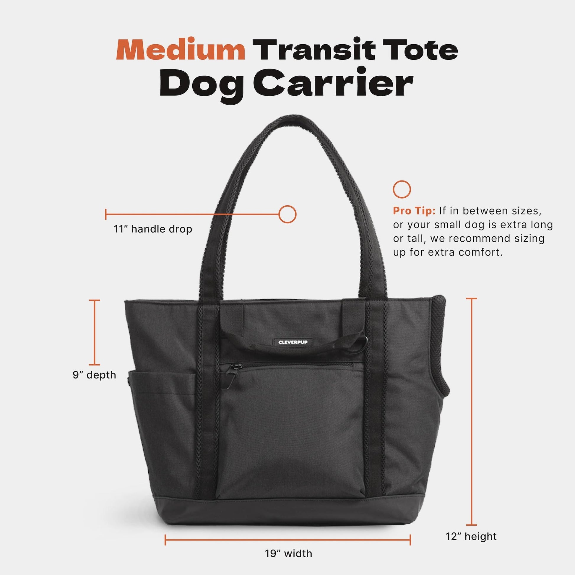 Cleverpup Transit Tote Dog Carrier for Small/Medium Dogs 8-20 lbs, 19x12x9 Soft-Sided 4-Pc Set with Waterproof Base, Plush Insert, Food Pouch, Mesh Head Opening - Medium, Sand The Dachshund Zone