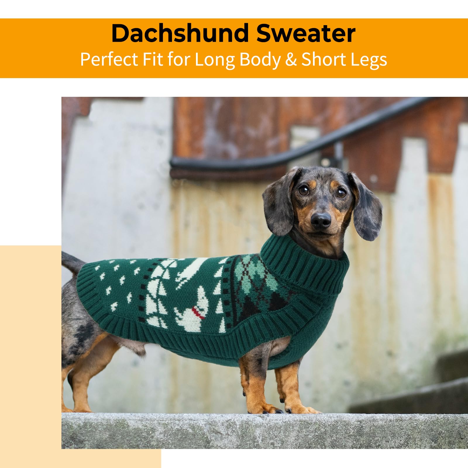 Leletail Dachshund Sweater, Turtleneck Dog, Warm Pullover Knitted Pet Coat The Dachshund Zone