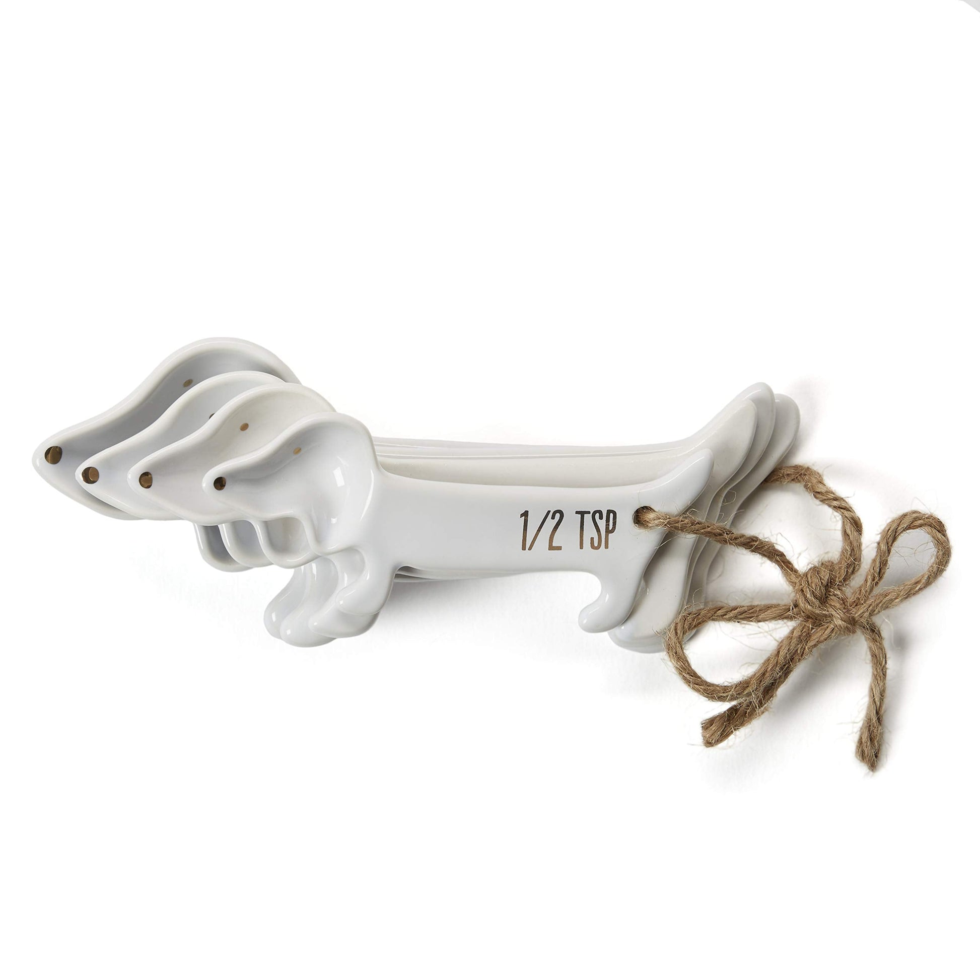 White Dachshund Ceramic Measuring Spoon Set The Dachshund Zone