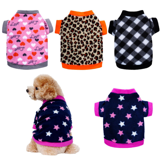 Rbenxia 4 Pcs Dog Fleece Sweaters Puppy, Warm Soft Fleece Sweater Doggie Sweatshirt Dog Pajamas Puppy Clothes for Winter, Small Dogs Cat Pets Outfits (Large)