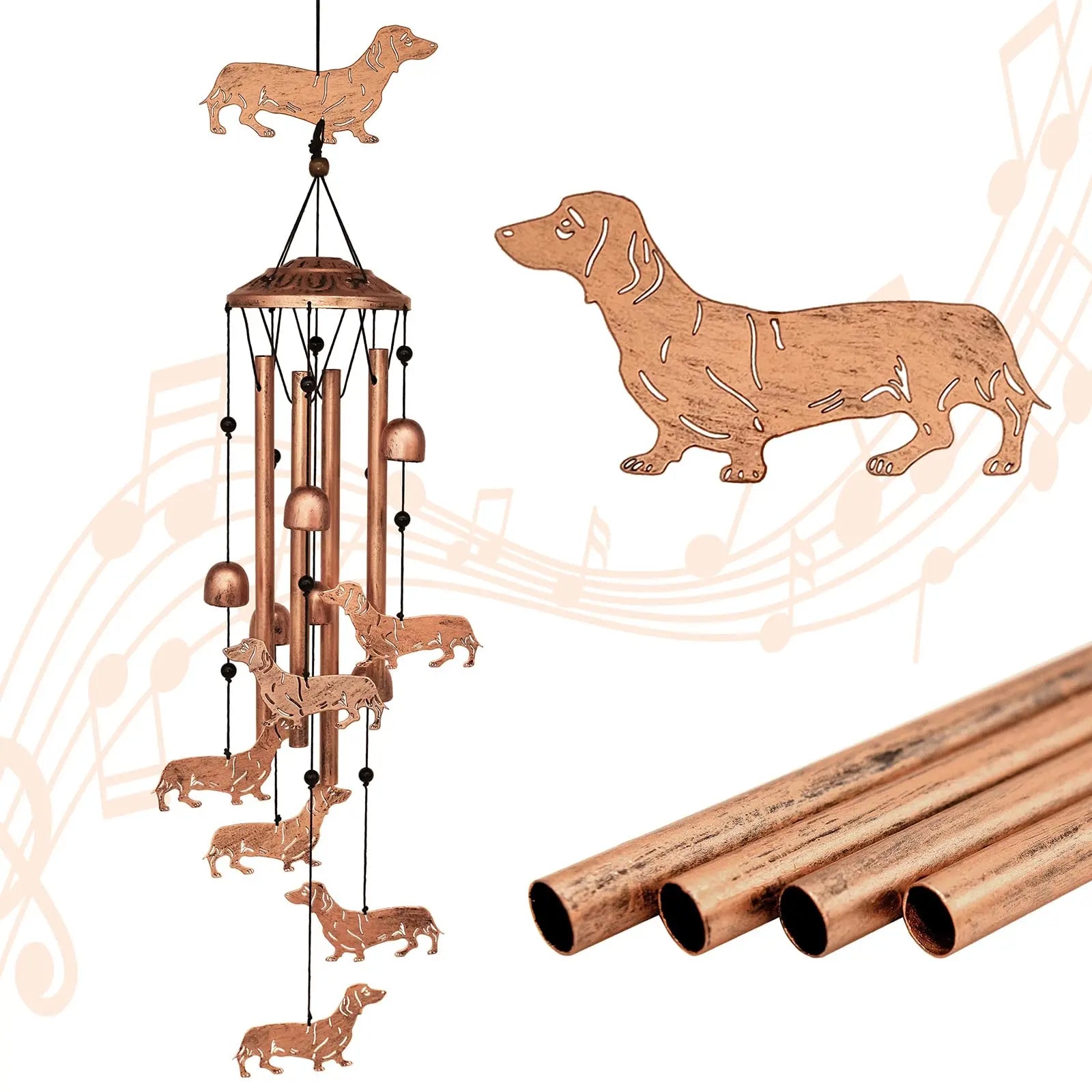 Dachshund Dog Wind Chimes for Outside,Metal Windchimes, Gifts The Dachshund Zone