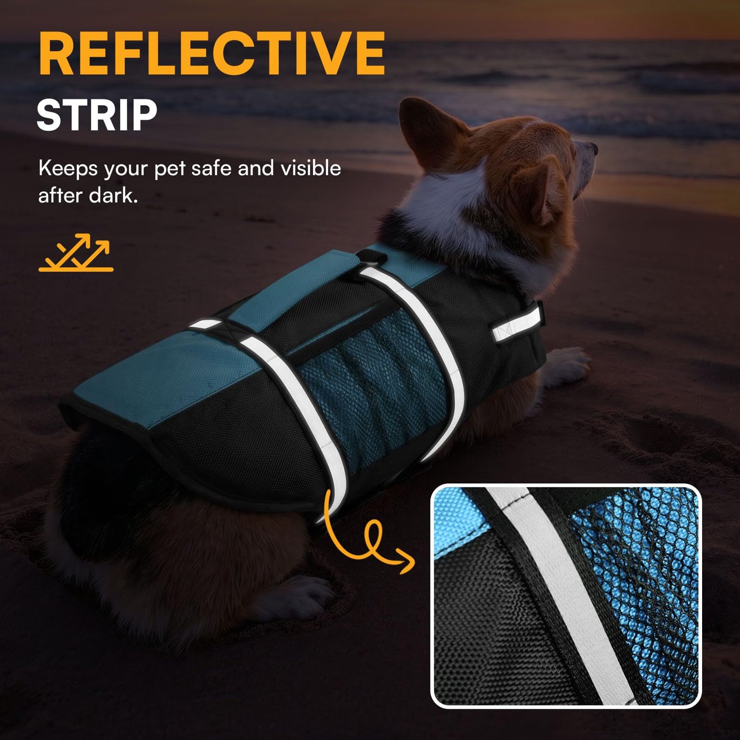 Queenmore Small Dog Life Jacket, Adjustable Pet Life Vest for Small Dogs with High Buoyancy, Rescue Handle, Reflective Bands for Boating, Canoeing, Swimming The Dachshund Zone