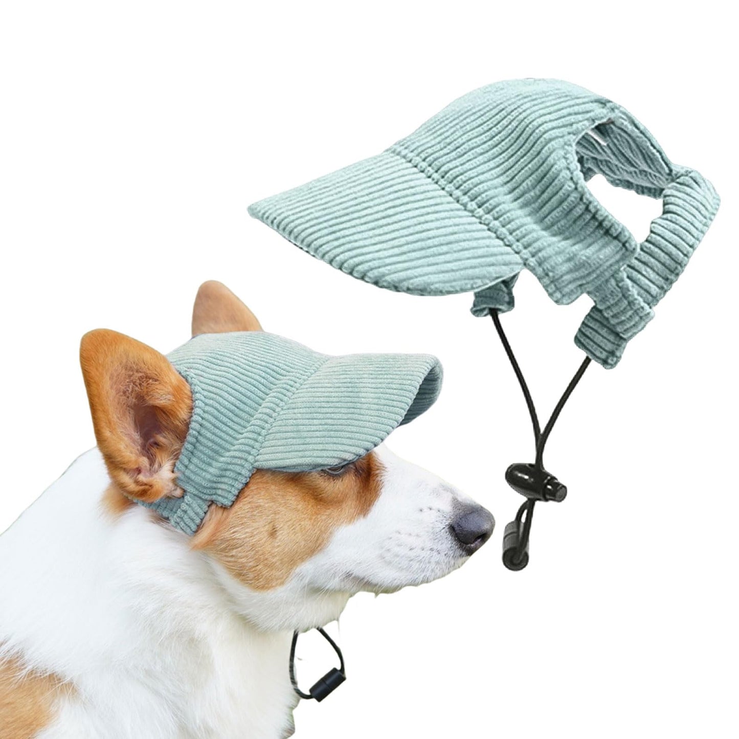 Dog Baseball Cap, Dog Cat Summer Beach Visor Hat with Ear Holes, Adjustable Puppy Sunbonnet Headdress (Green, Small) The Dachshund Zone