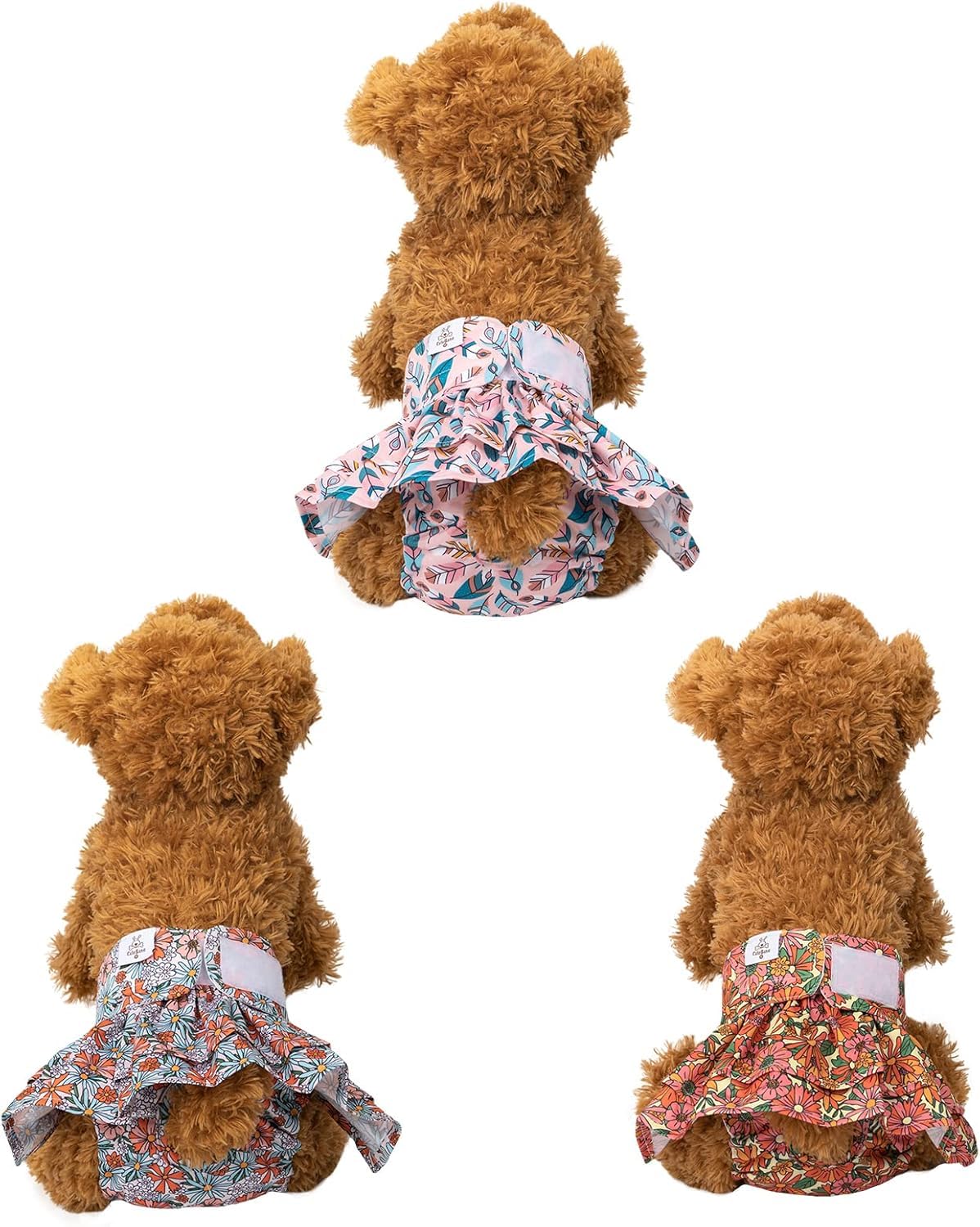 CuteBone Female Dog Diapers with Skirts 3 Pack Reusable Puppy Dresses Pants for Heat Cycle Period QBD12S The Dachshund Zone