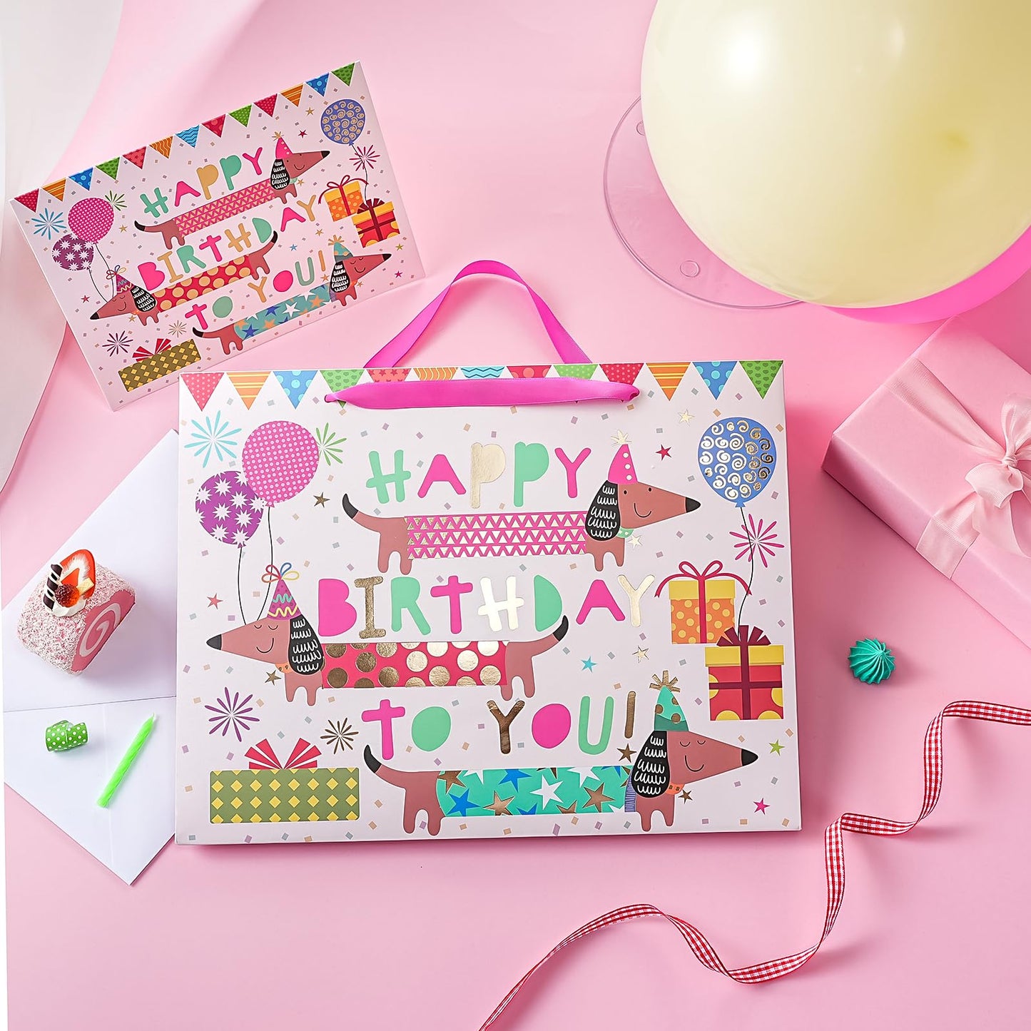 WRAPAHOLIC 13" Large Dog Birthday Gift Bag The Dachshund Zone