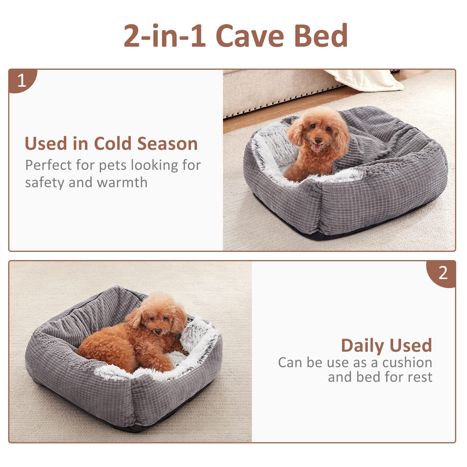 Dog Beds for Small Dogs, Rectangle Cave Hooded Blanket Puppy Bed The Dachshund Zone