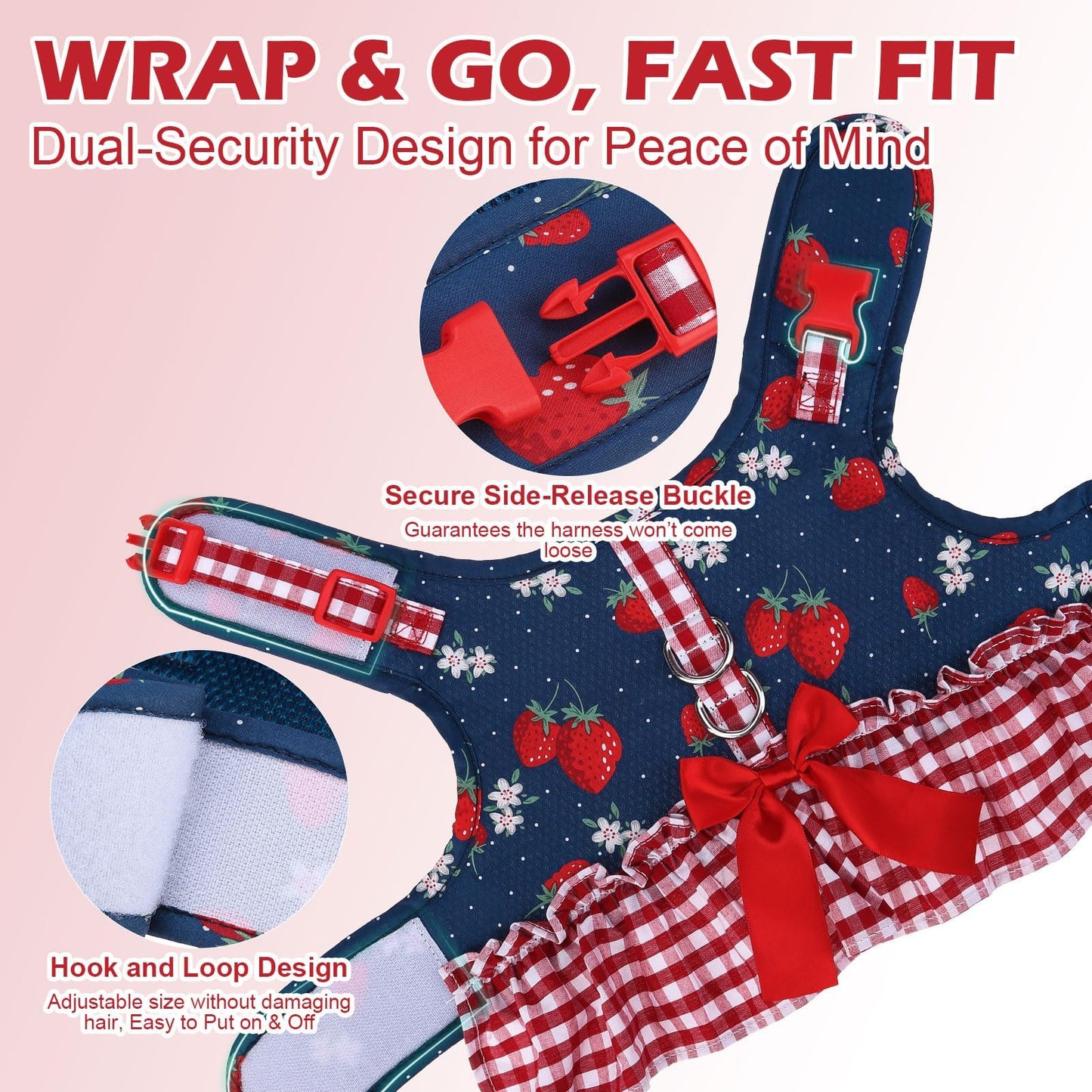 EXPAWLORER Dog Harness Small Medium Sized Dogs, Plaid Dog Dress Bowknot Harness and Leash Set, No Choke No Pull Soft Mesh Vest Cute Princess Puppy Outfits Clothes Costume for Girls Party Cats Navy M The Dachshund Zone