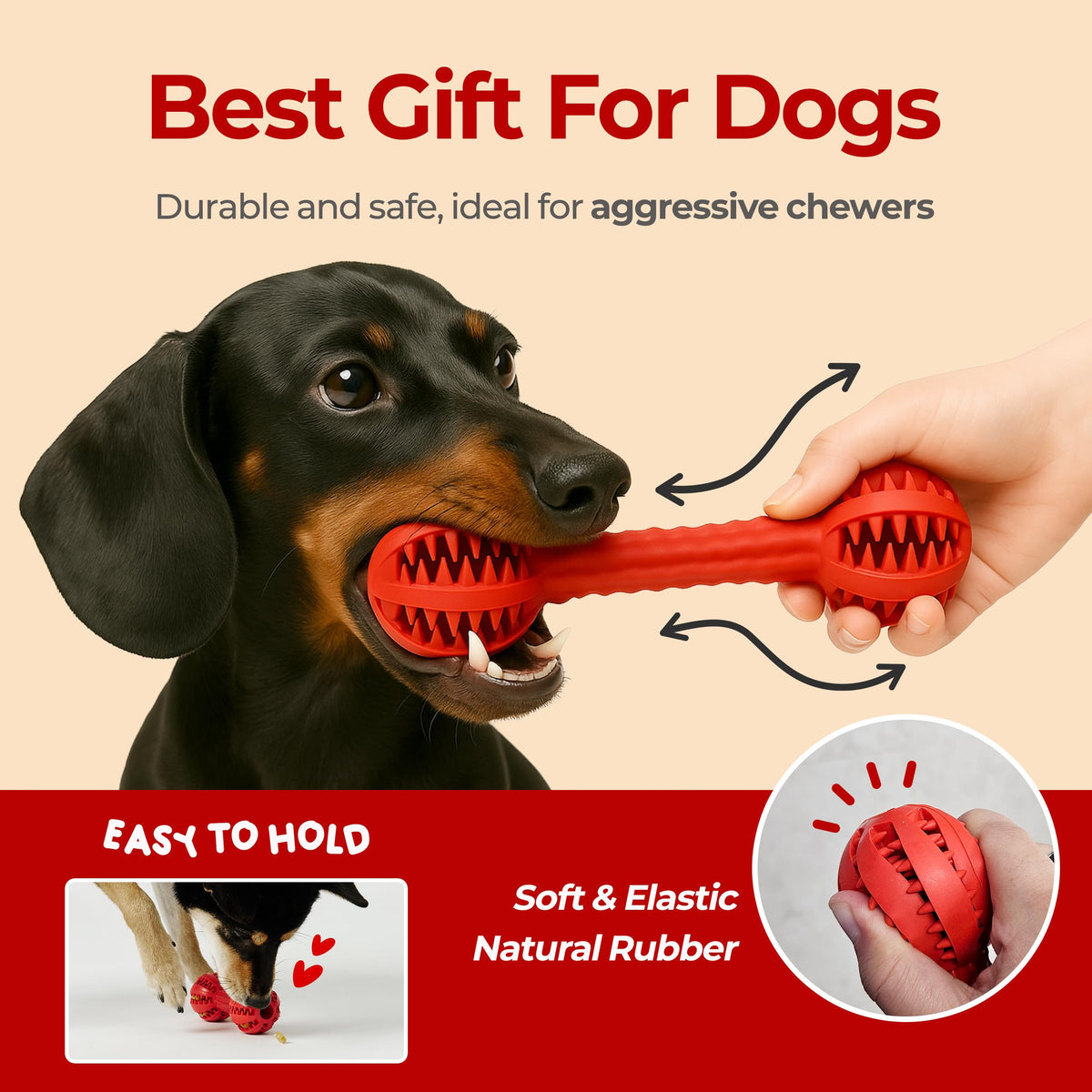 JAYU PET Toothbrush Toy Dog Chew Toy for Aggressive Chewers, Durable Dental Toy for Small & Medium Dogs, Teeth Cleaning Toy to Keep Them Busy, Remove Plaque & Tartar The Dachshund Zone