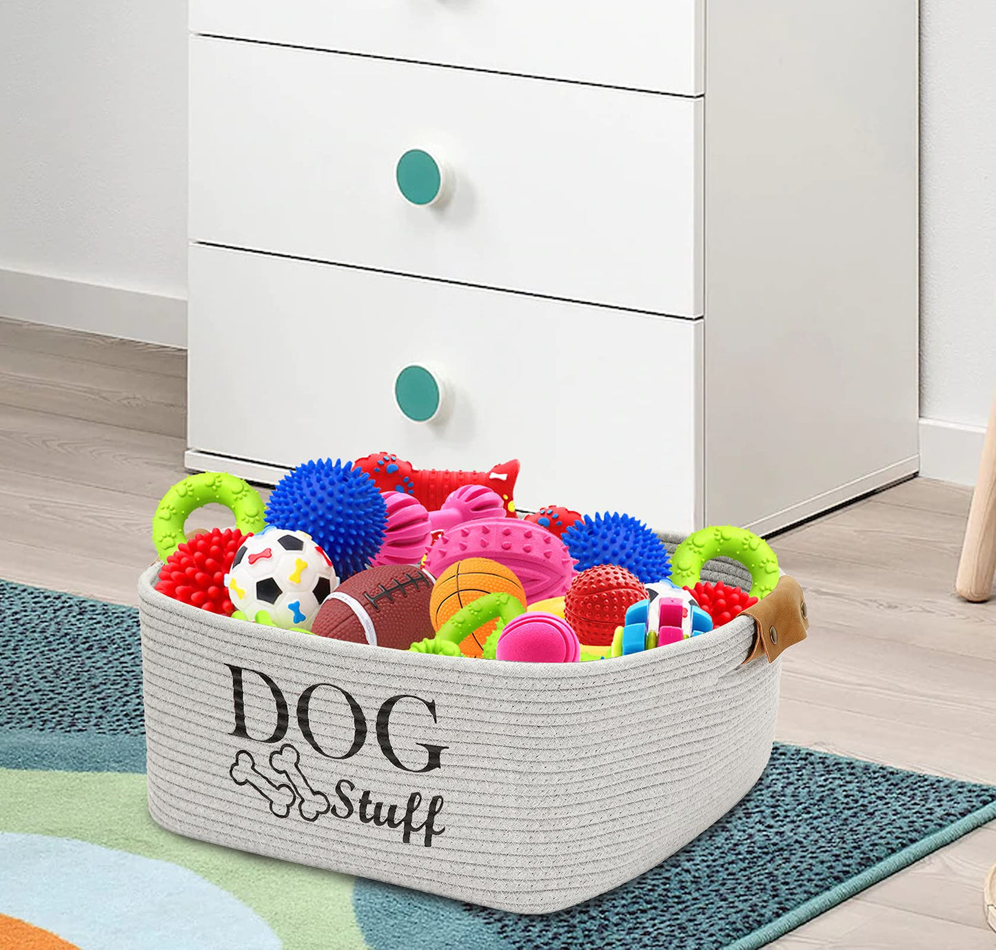 Square Dog toy basket storage The Dachshund Zone