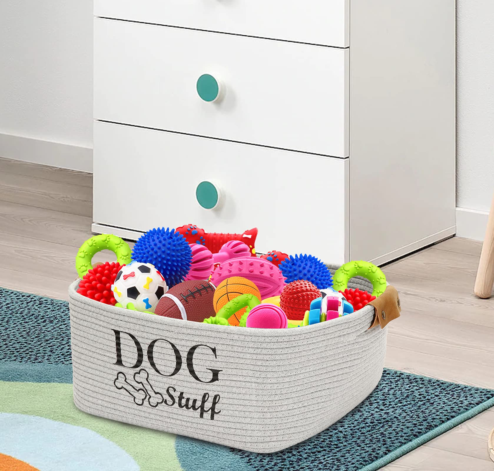 Square Dog toy basket storage The Dachshund Zone